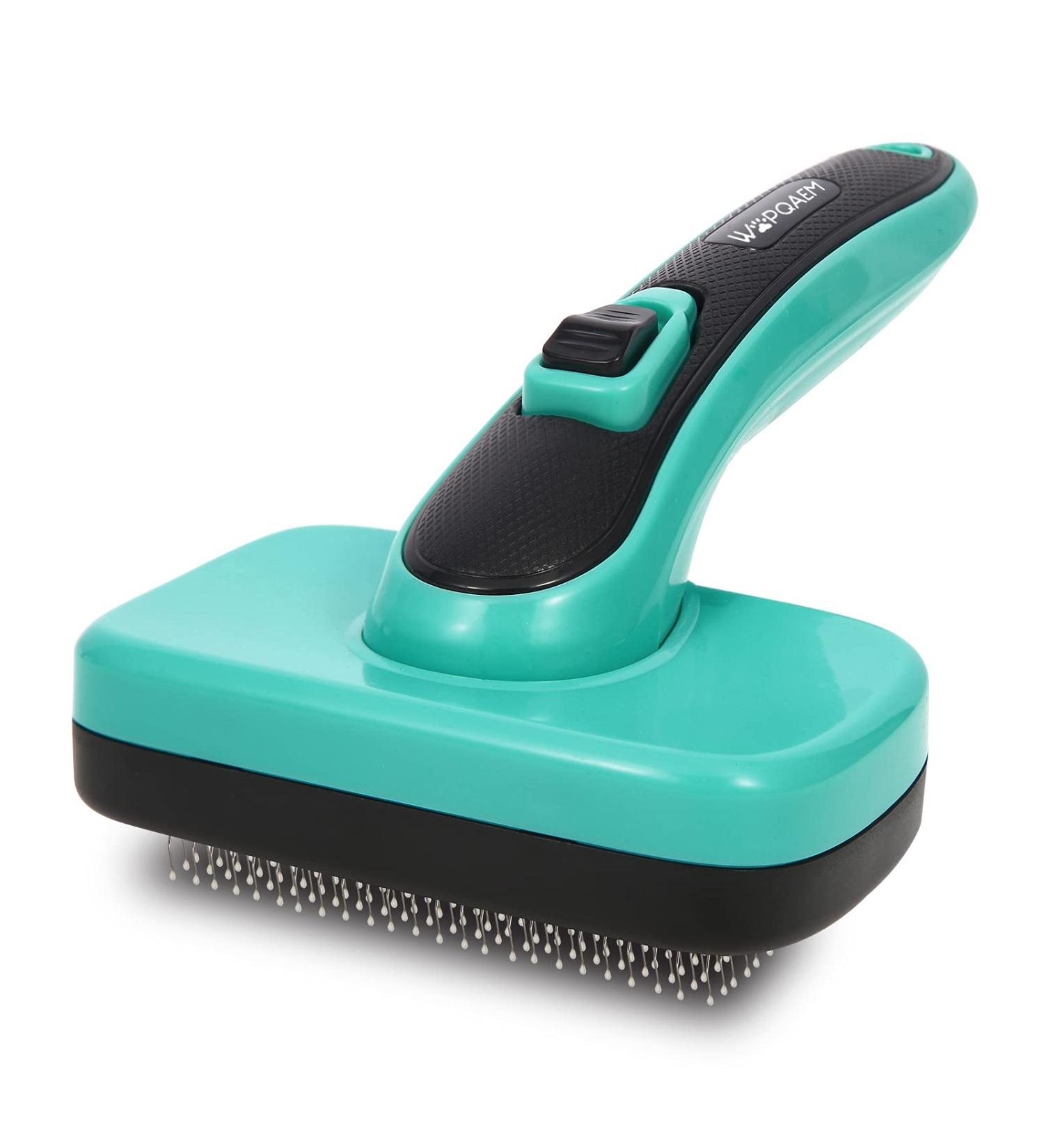 Self Cleaning Slicker Brush for Pets - Remove Loose Hair, Fur, Mats, and Tangled Hair - Ideal for Dogs, Cats, and Rabbits - Aqua Green - Buy Online on SooperMarket.com