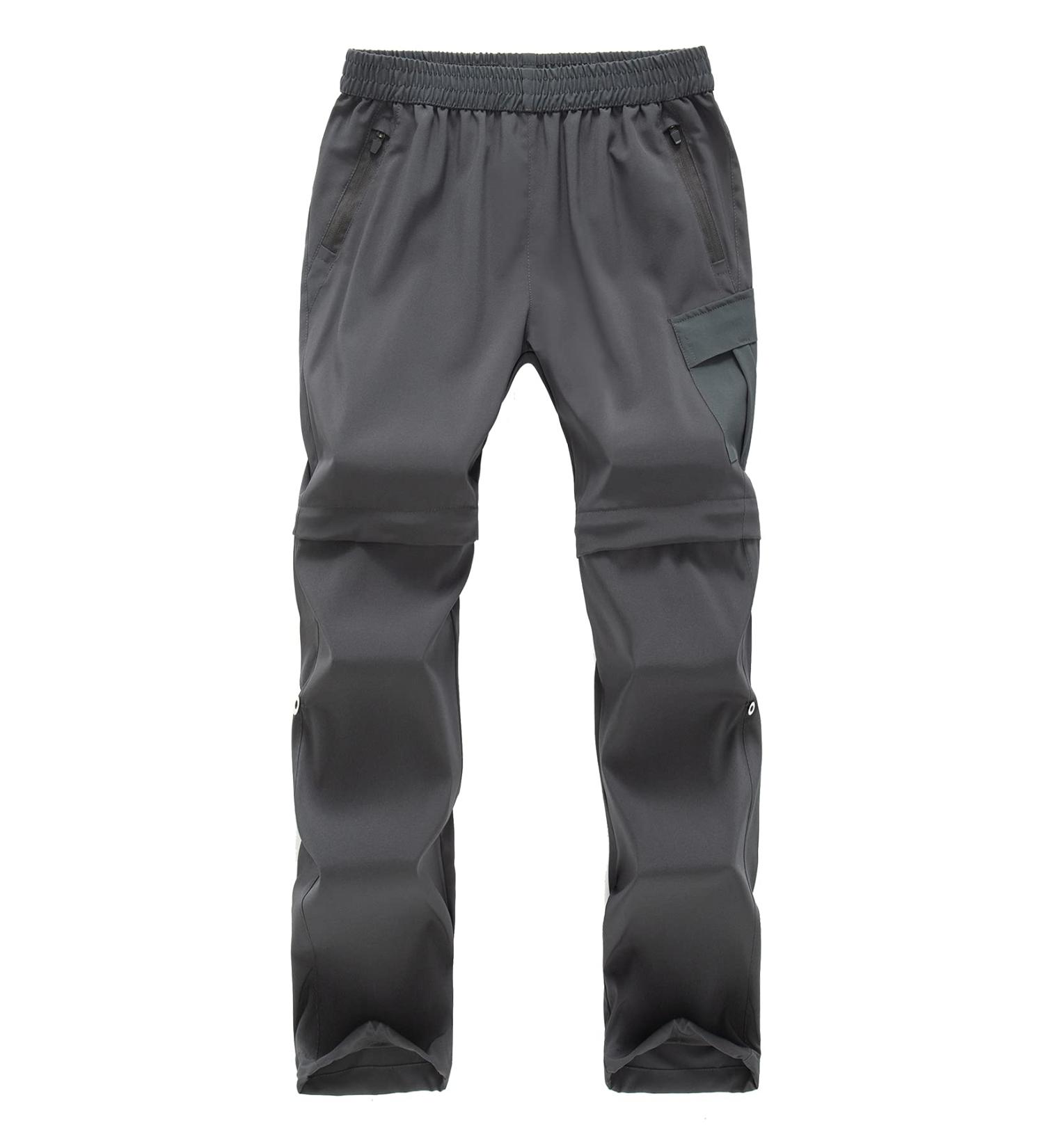 Feoya Children's Outdoor Hiking Pants - Zip Off & Removable Shorts Quick-Drying Trekking Pants for Unisex Youth & Girls - 150 Gray - Buy Online on SooperMarket.com