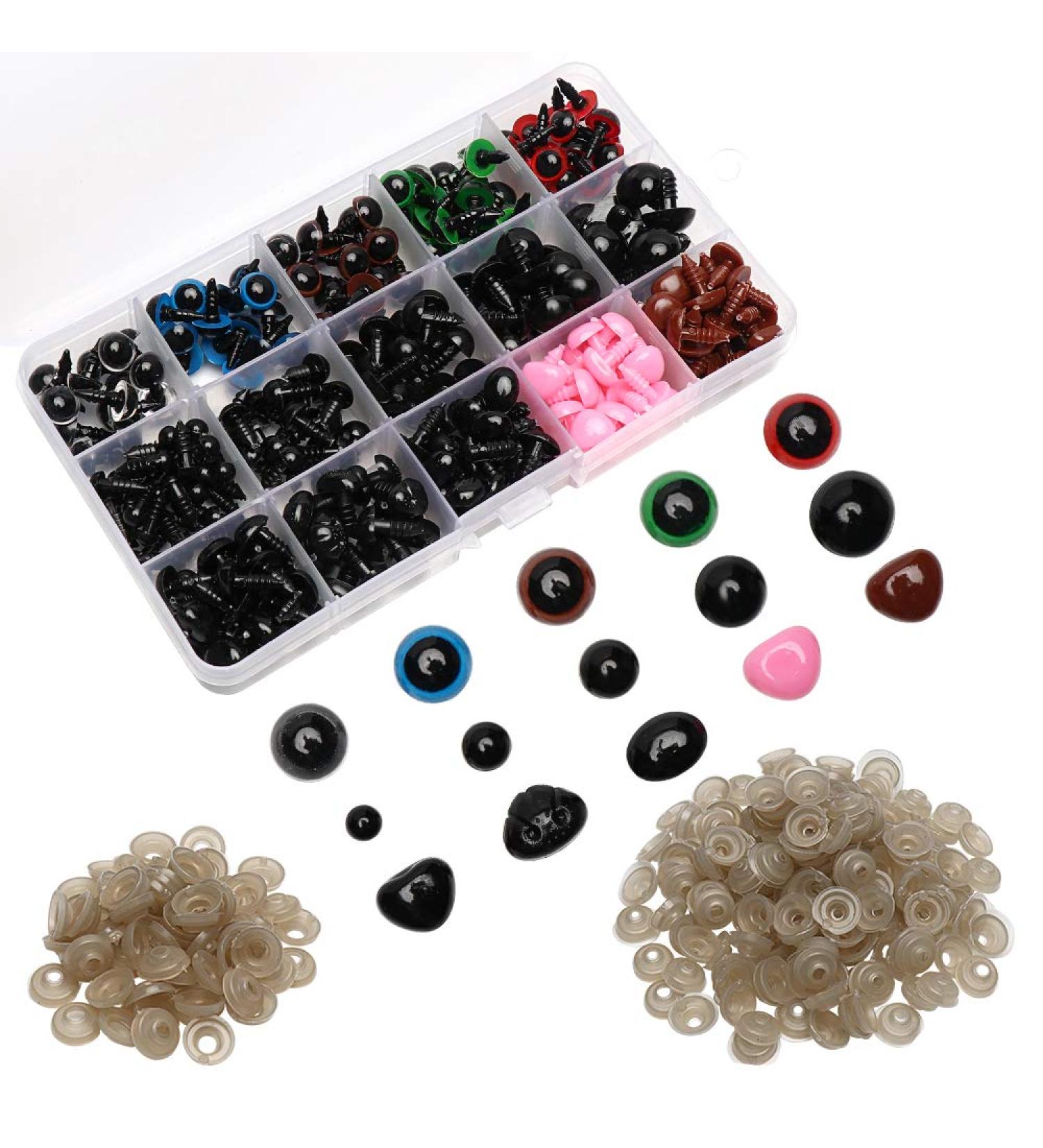 Maznyu 570PCS Premium Plastic Safety Eyes and Noses for Crafts - Assorted Sizes for Dolls, Teddy Bears, Amigurumi, Crochet Toys - Buy Online on SooperMarket.com