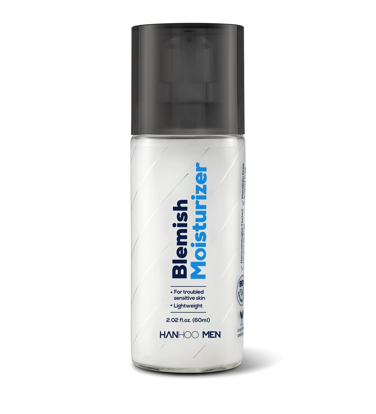 HANHOO Men's Blemish Moisturizer | Hyaluronic Acid Bamboo Zinc | Quick Absorbing Pore Minimizing Hydrating Moisturizer for Acne Prone Skin (2.02 fl oz)