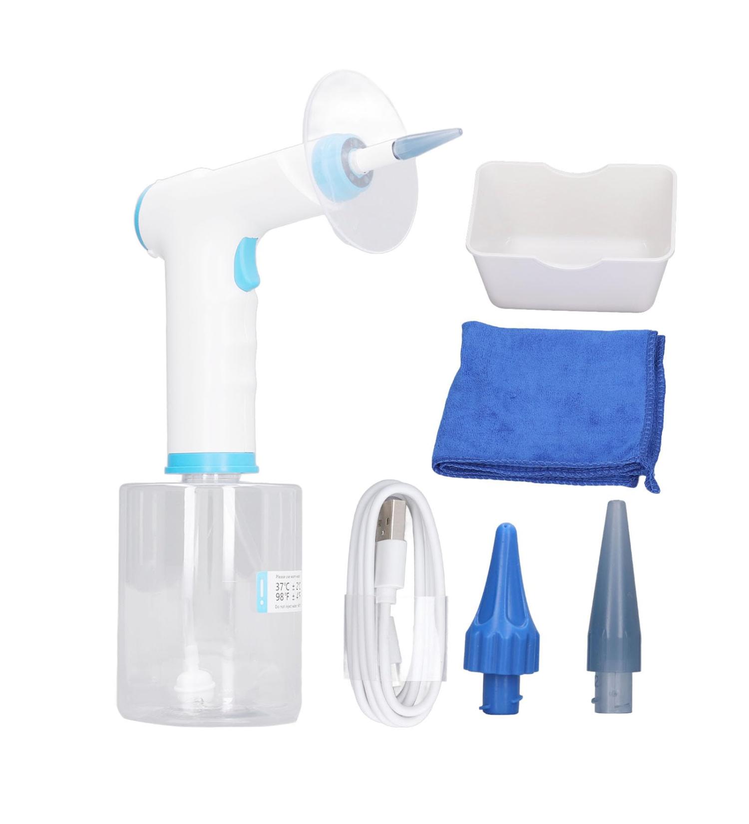 Electric Ear Cleaning Kit | 4 Cleansing Modes | 500ml Irrigation Solution | 5 LED Lights | 10 Nozzles for Wax Removal - Buy Online on SooperMarket.com