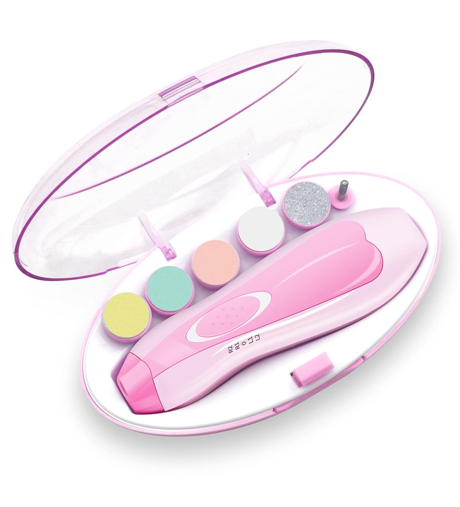 Electric Baby Nail File Trimmer with LED Light - Safe & Quiet Clipper for Newborns, Infants, Toddlers, and Women (Rose) - 6 Grinding Heads - Buy Online on SooperMarket.com