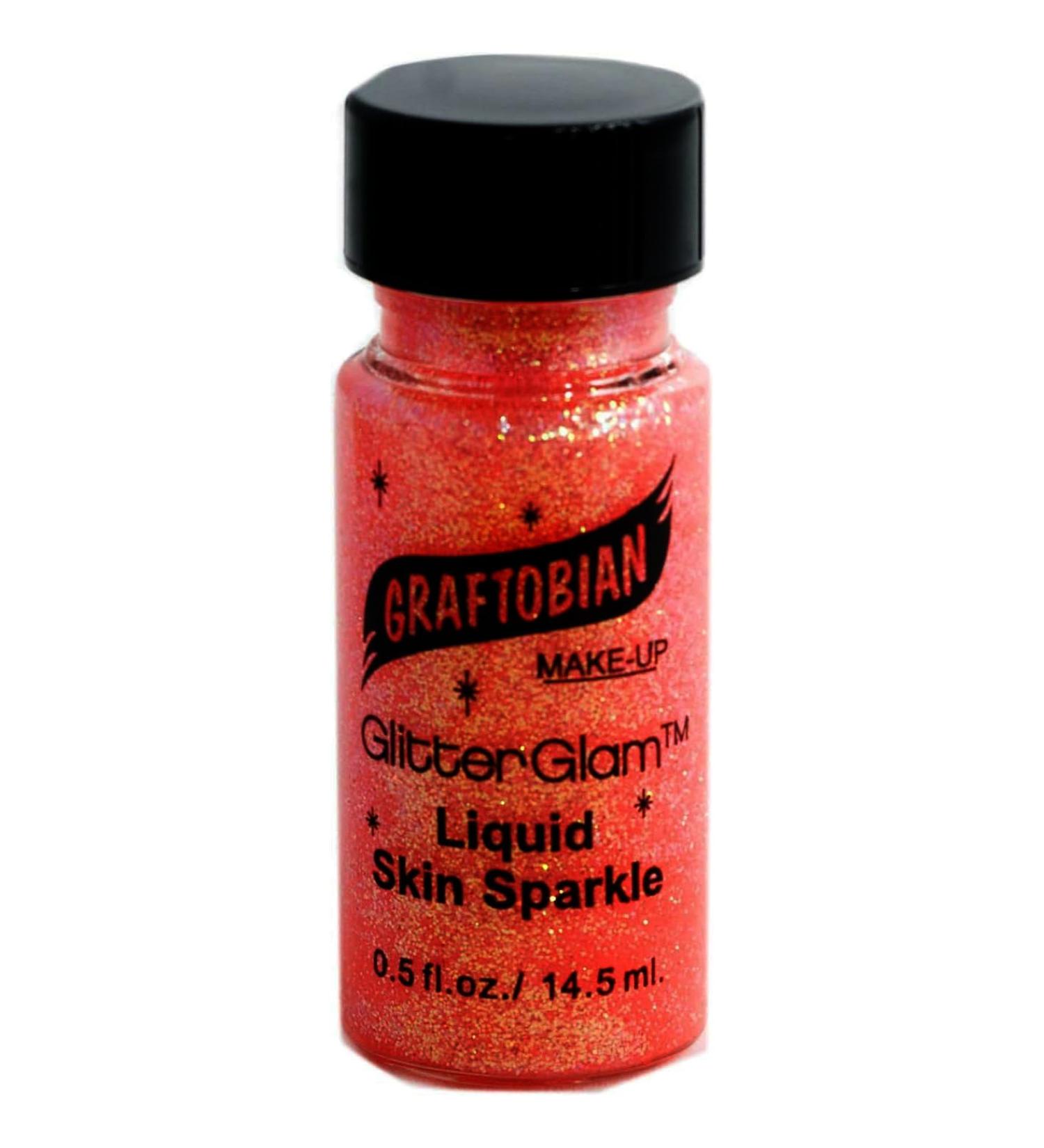 Graftobian Dragon Fire GlitterGlam Liquid Skin Sparkle 0.5oz Long-Lasting Water-Based Glitter Makeup for Face Lips Eyes Ideal for Dance