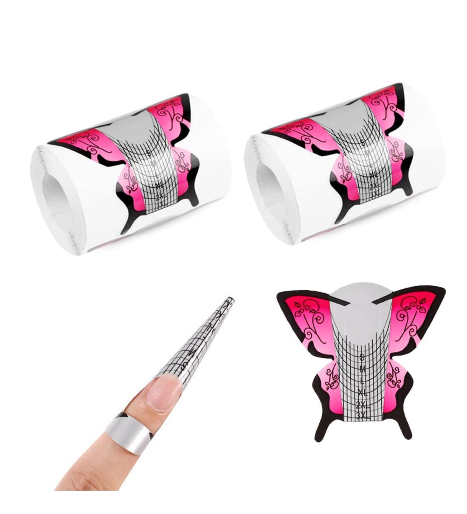 200PCS Butterfly Shape Nail Forms for Acrylic, Poly Gel Nail Extensions - Strong Paper for Nail Building and Shaping - Buy Online on SooperMarket.com