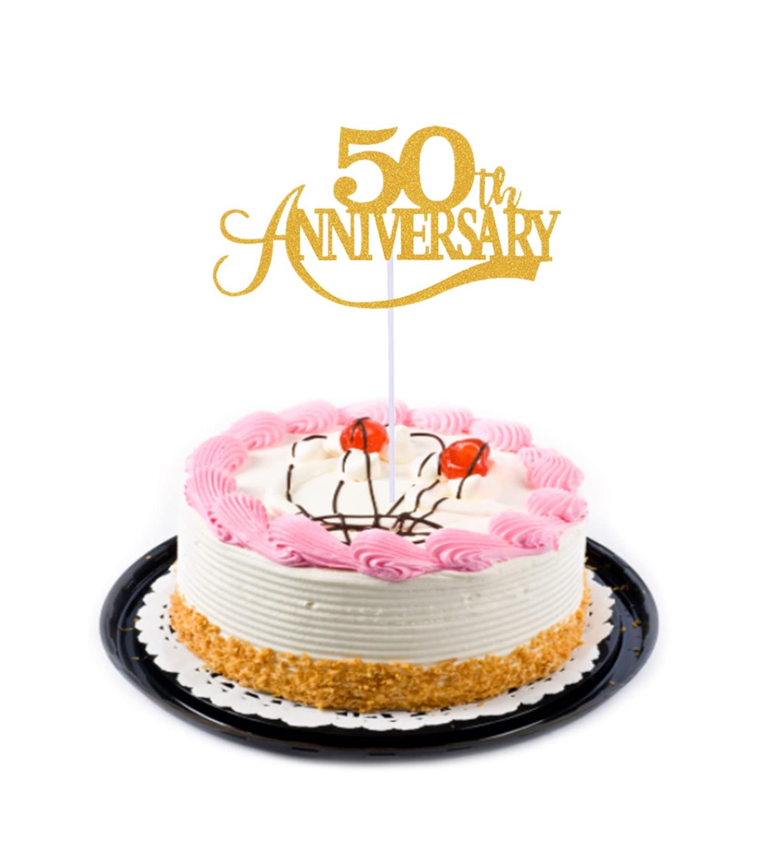 KREDHONG Golden Wedding Cake Topper 50th Anniversary Cake Topper Golden Wedding Anniversary Decorations for 50th Birthday Wedding Anniversary Decorations - Buy Online on SooperMarket.com