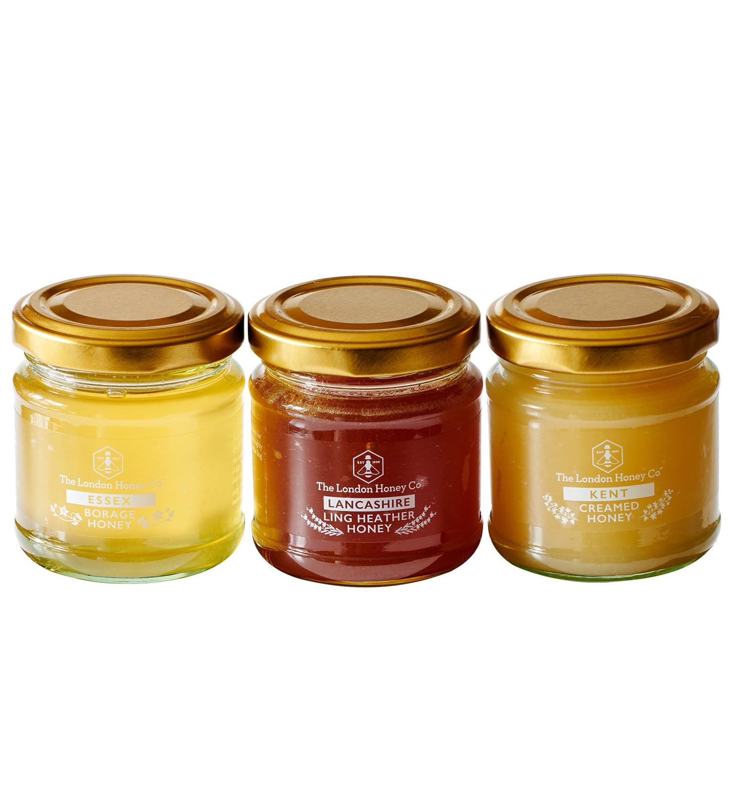 London Honey Co. British Honey Trio Gift Set - 100g x 3 | Pure, Raw & Unpasteurised | Natural Single Origin Honey - Buy Online on SooperMarket.com