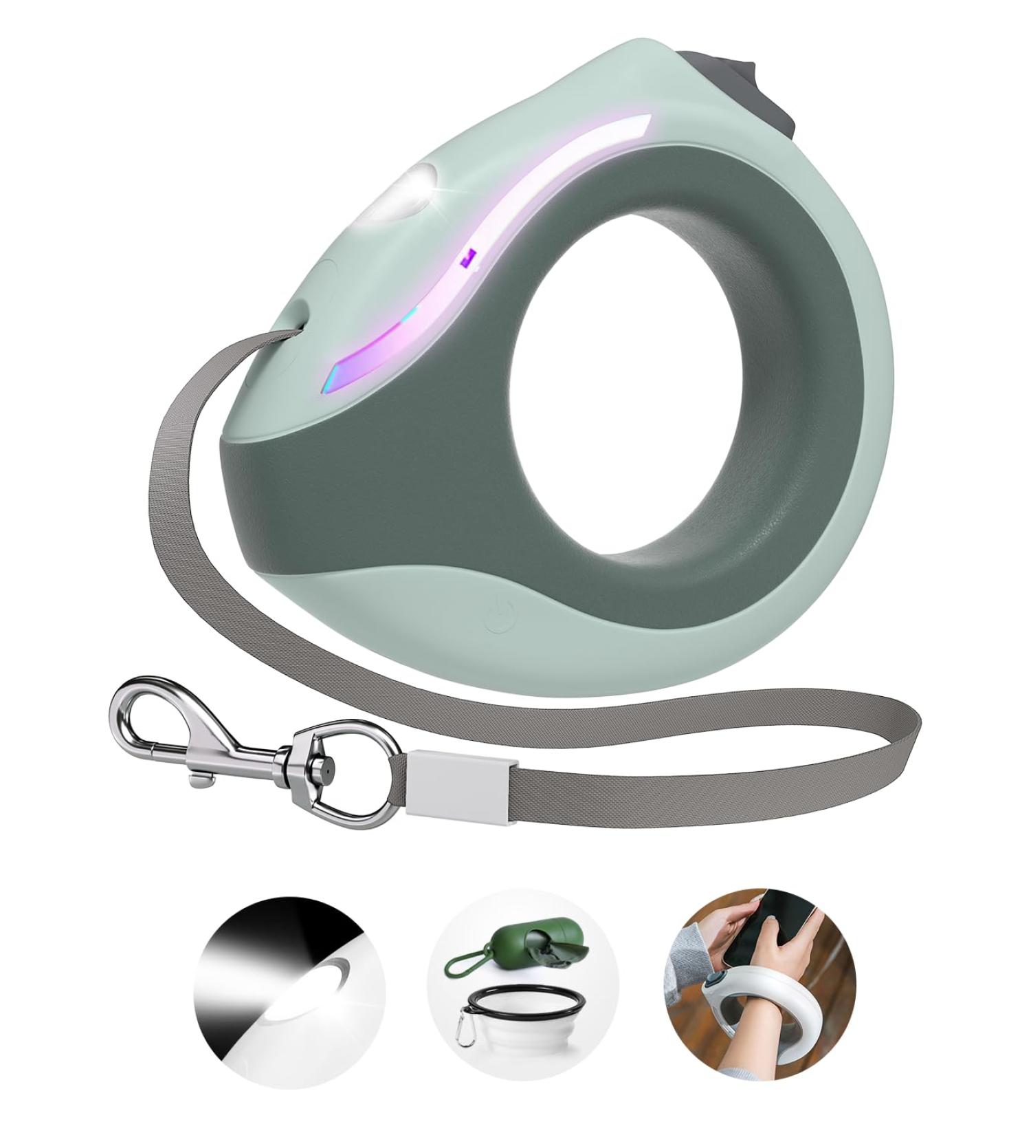 Blanlody Roller Leash for Large Dogs (Up to 80kg) - 3m Leash with Rubberized Handle Water Bowl & Decorative Bags (Green) | Shop Now!  - Buy Online on SooperMarket.com