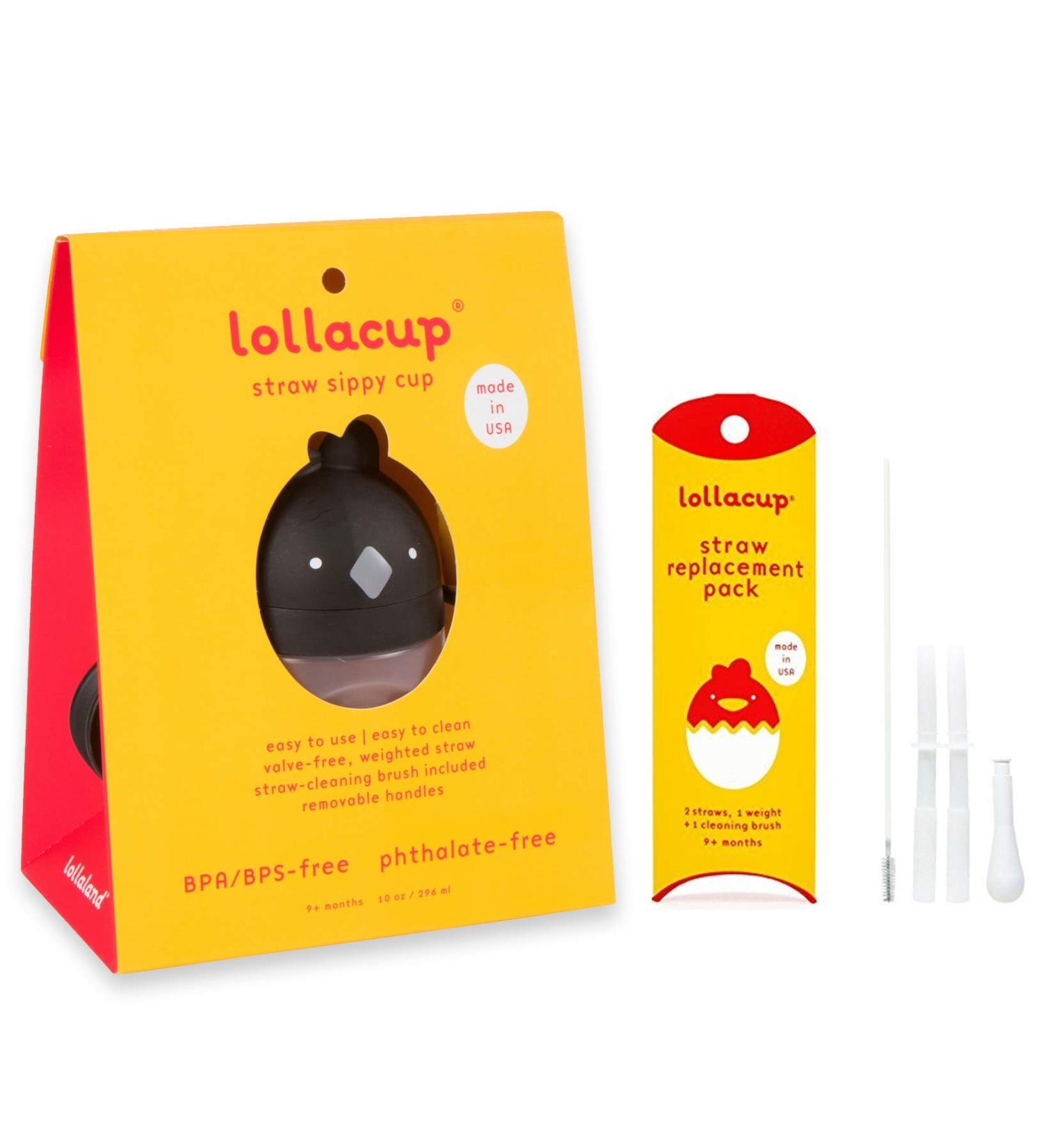 Lollaland Weighted Straw Sippy Cup MADE IN USA for Baby - Transition Kids Infant & Toddler Sippy Cup | Shark Tank Product - Lollacup in Chic Black - Buy Online on SooperMarket.com