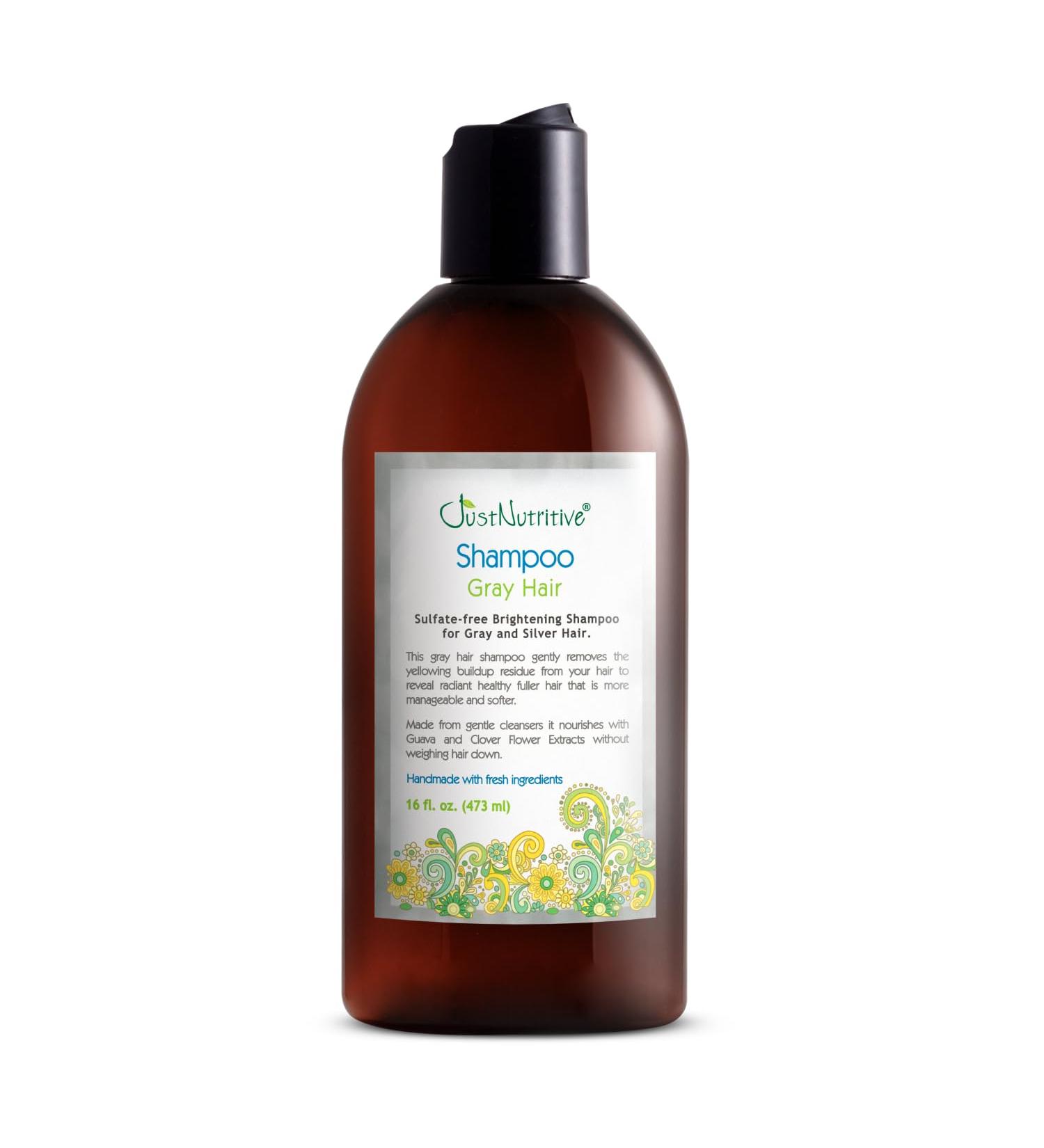 Just Nutritive Men's Gray Hair Shampoo | Sulfate-Free Brassy Tone Remover | Natural Gray Hair Treatment | 8 oz - Buy Online on SooperMarket.com