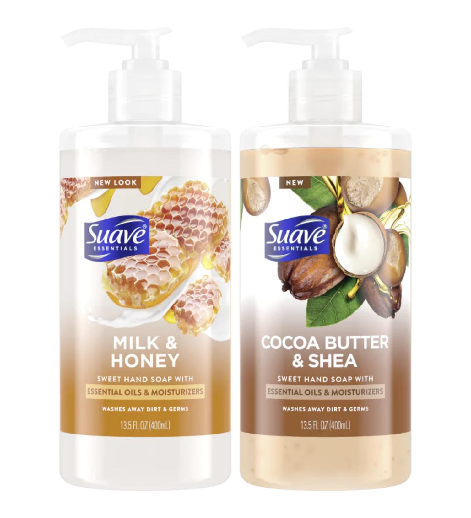 Suave Hand Soap 2-Pack - Milk & Honey + Cocoa Butter Shea - Moisturizing Essential Oils 13.5 Oz Each - International Shipping Available - Buy Online on SooperMarket.com