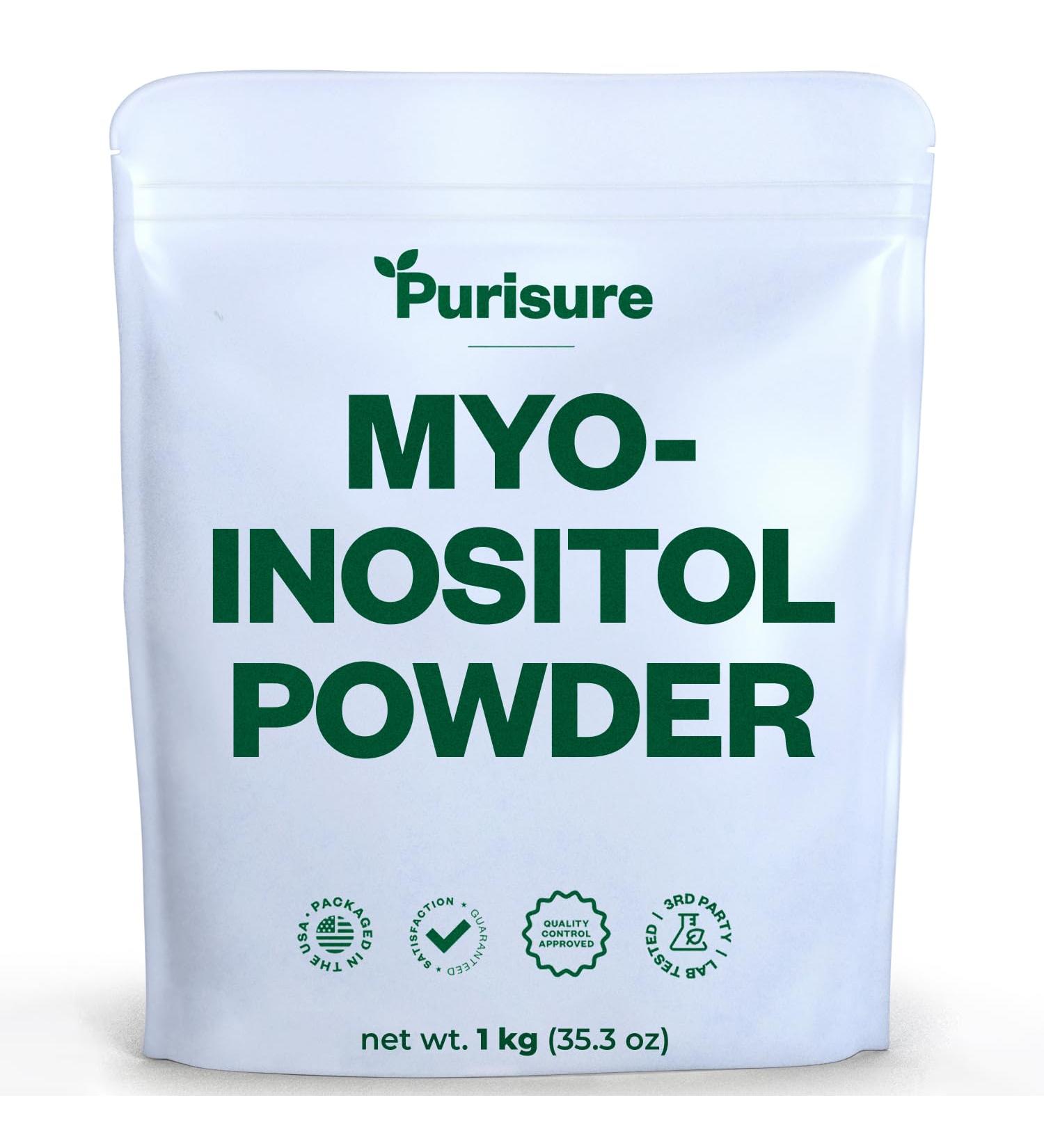 Purisure Myo-Inositol Powder 1kg - Fertility & Hormonal Balance Support | Pure Inositol Supplement for Energy & Brain Wellness - Vegan & Non-GMO - Buy Online on SooperMarket.com