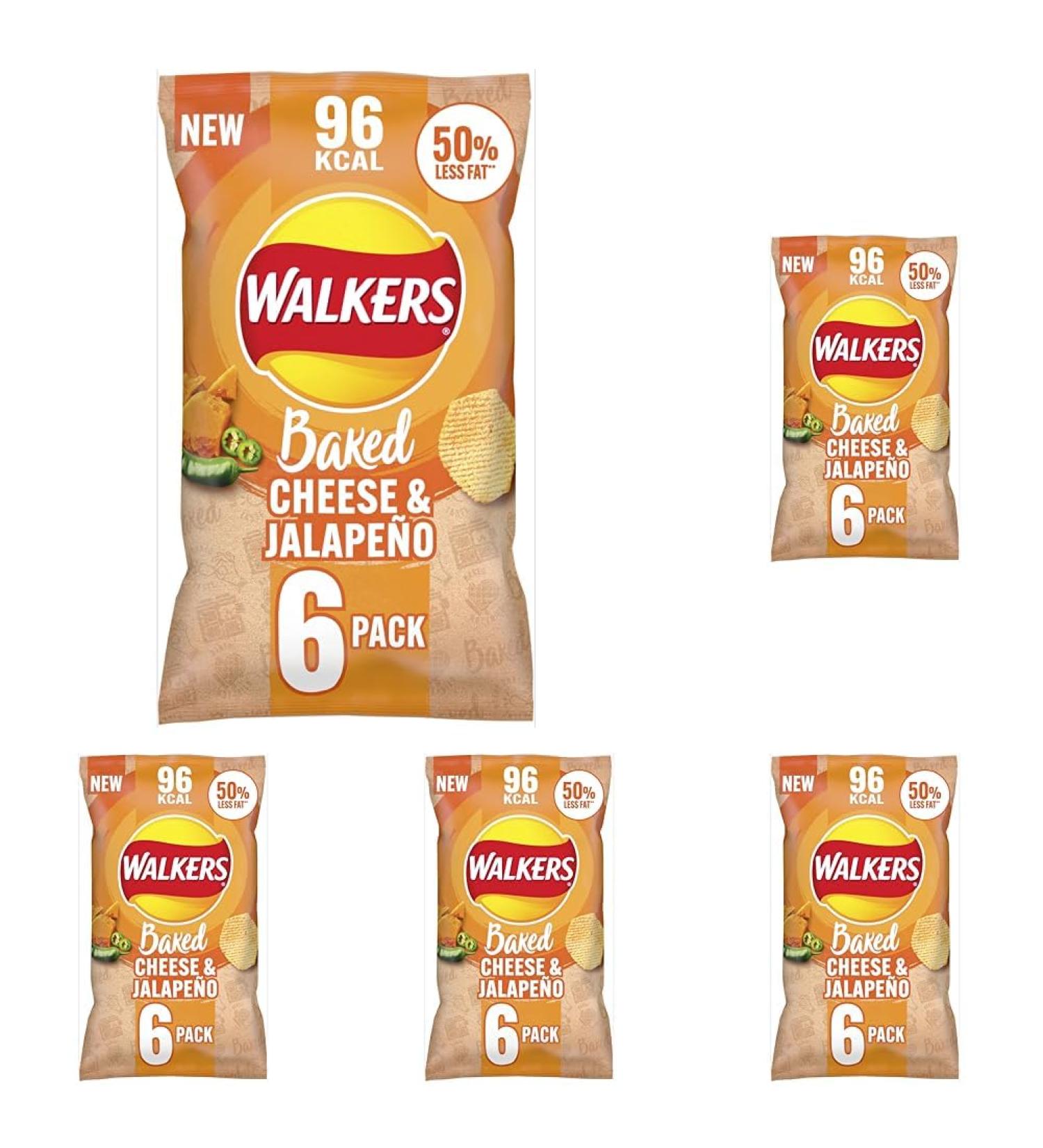 Walkers Oven Baked Cheese & Jalepeno Crisps 6 X 22g Yellow (Pack of 5) 22 g (Pack of 30) - Buy Online on SooperMarket.com