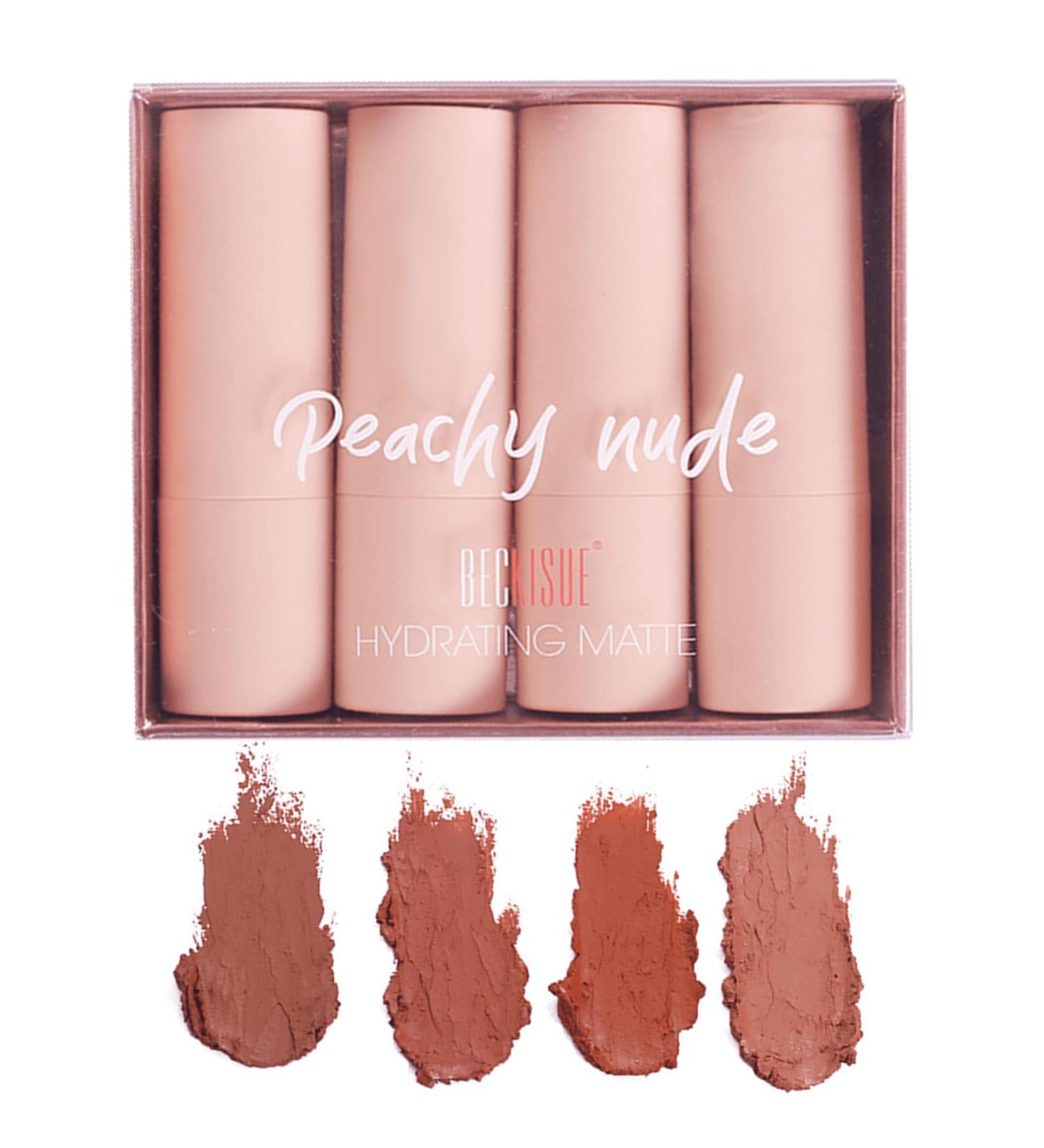 4 Pack Semi Matte Lipstick Set - High Pigment Velvet Matte Finish Waterproof & Long-Lasting Orange Pink Tones for Women - Buy Online on SooperMarket.com