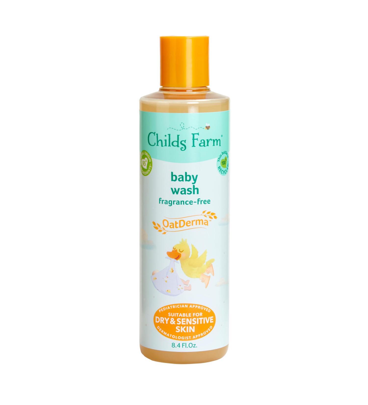 Childs Farm OatDerma Baby Wash Fragrance-Free Gently Cleanses and Soothes Suitable for Newborns with Dry Eczema-prone Sensitive Skin 8.4 Fl Oz