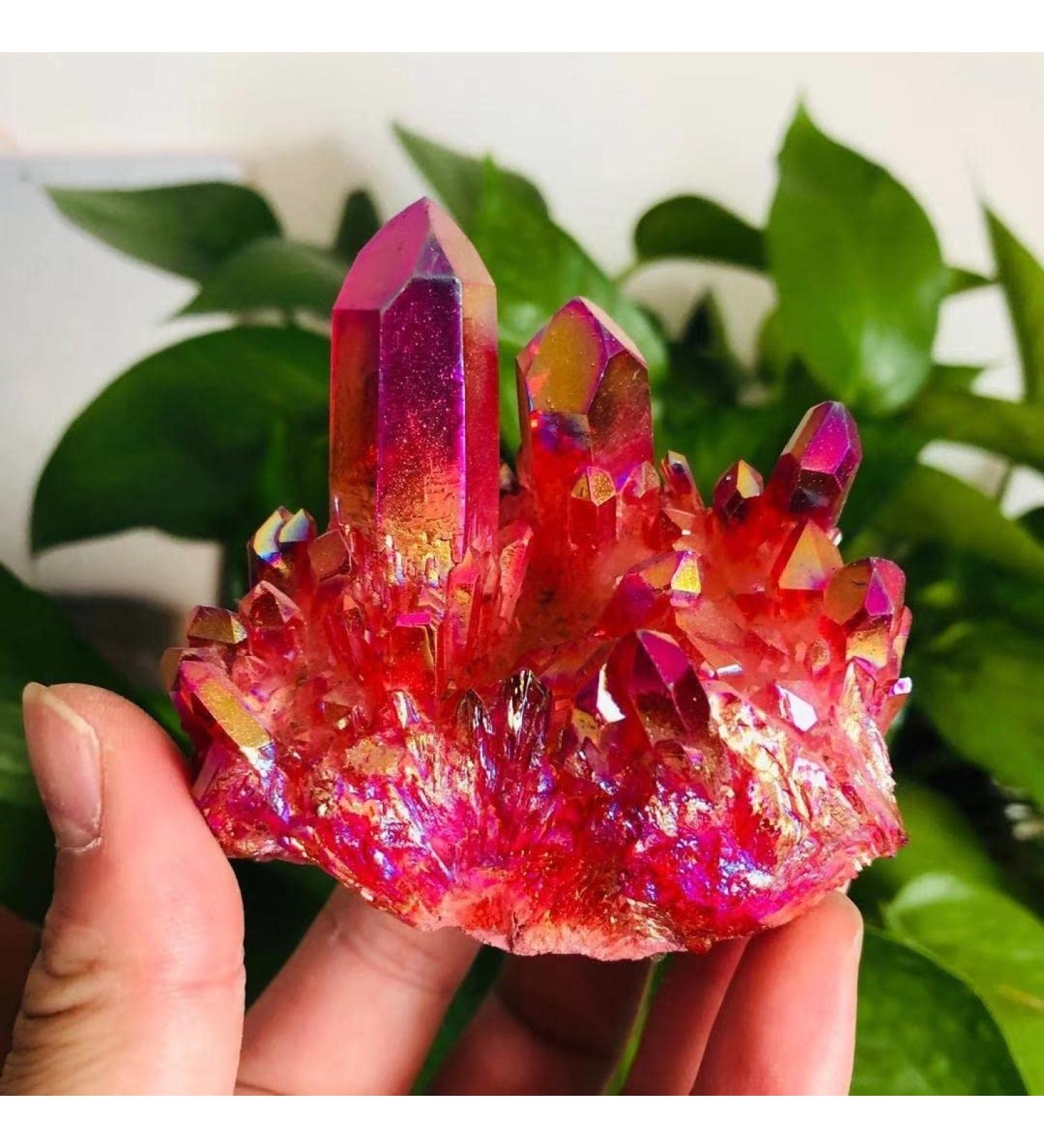 100g-200g Small Size Natural Red Aura Quartz Crystal Stone Geode Cluster 1pc Suitable for Home HOMEZHOU (Color : 1pc 145g-180g) - Buy Online on SooperMarket.com