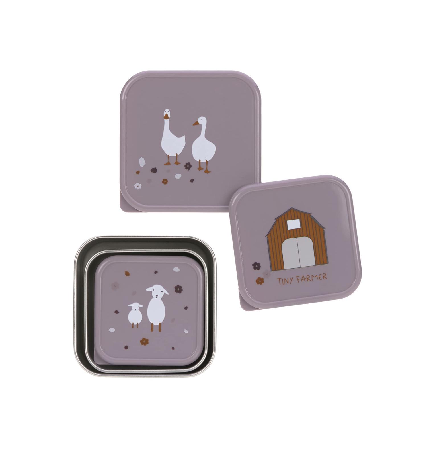 L SSIG Snack Box Set of 3 - Stainless Steel Tiny Farmer Lilac | Eco-Friendly & Durable Lunch Containers - Buy Online on SooperMarket.com