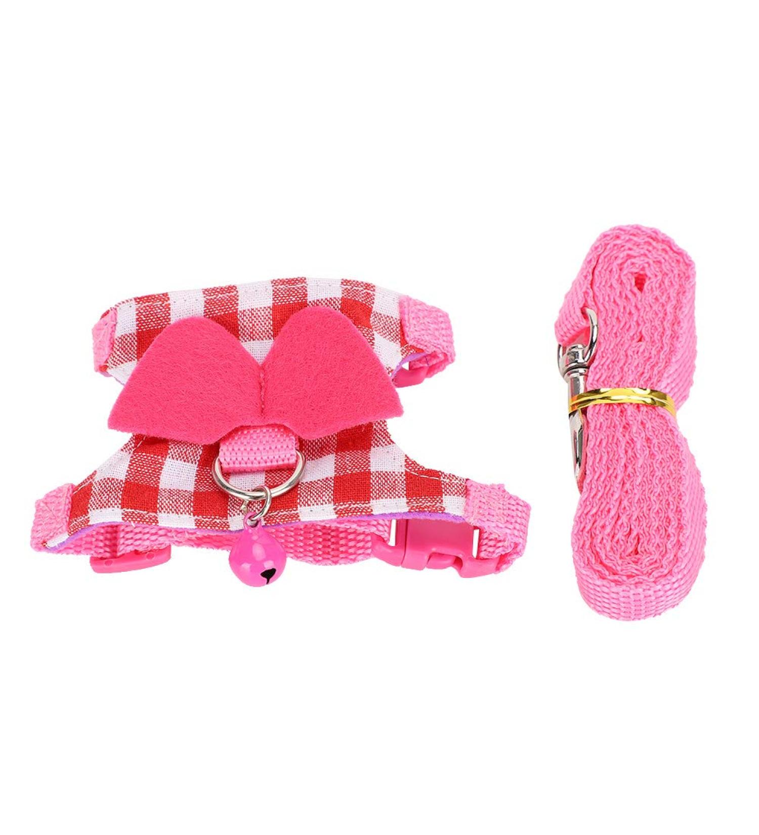 Small Pet Vest Chest Strap Pet Walking Harness and Leash Set Rabbit Squirrel Ferret Hamster Pink Vest Harness(S) - Buy Online on SooperMarket.com