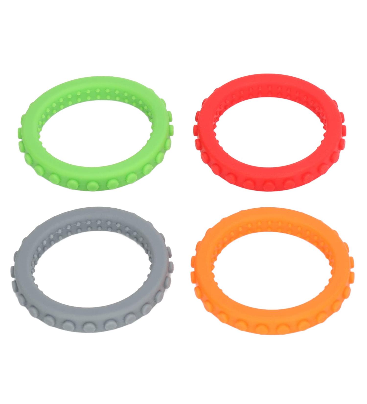 4PC Baby Biting Rings - Silicone Chicken Teething Toys - Red Orange Gray Green - Dishwasher & Fridge Safe - Ideal for Boys & Girls - Buy Online on SooperMarket.com