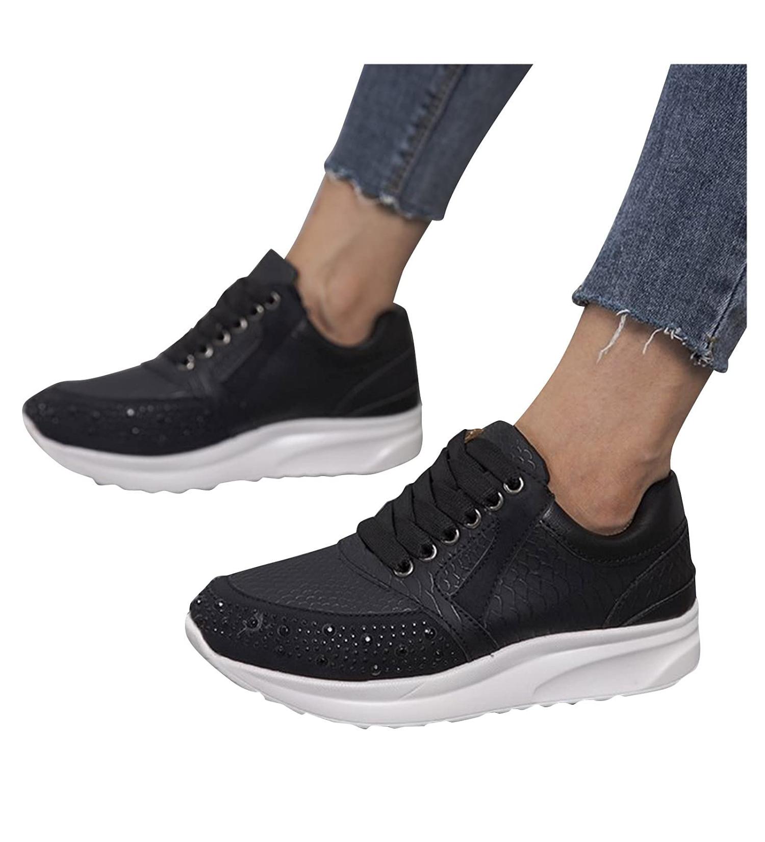 ZBYY Women's Non-Slip Breathable Hidden Sneakers, Size 10.5 - Black Walking Shoes for Gym Fitness - Buy Online on SooperMarket.com