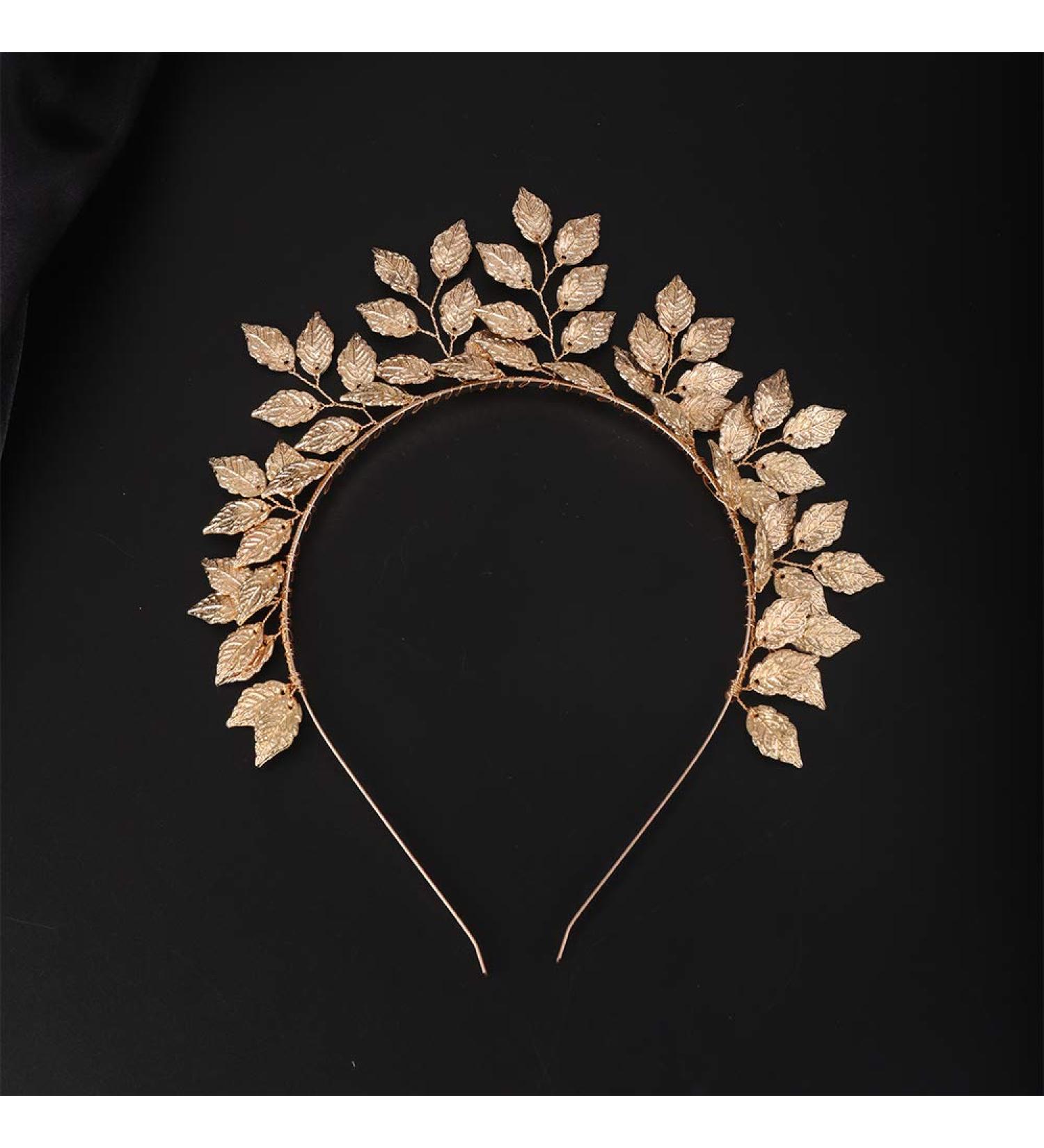 YERTTER Wedding Gold Leaf Tiara Hair Crown - Handmade Bride Hair Band for Bridal Greek Goddess Look - Perfect for Wedding, Prom, Birthday Party - Buy Online on SooperMarket.com