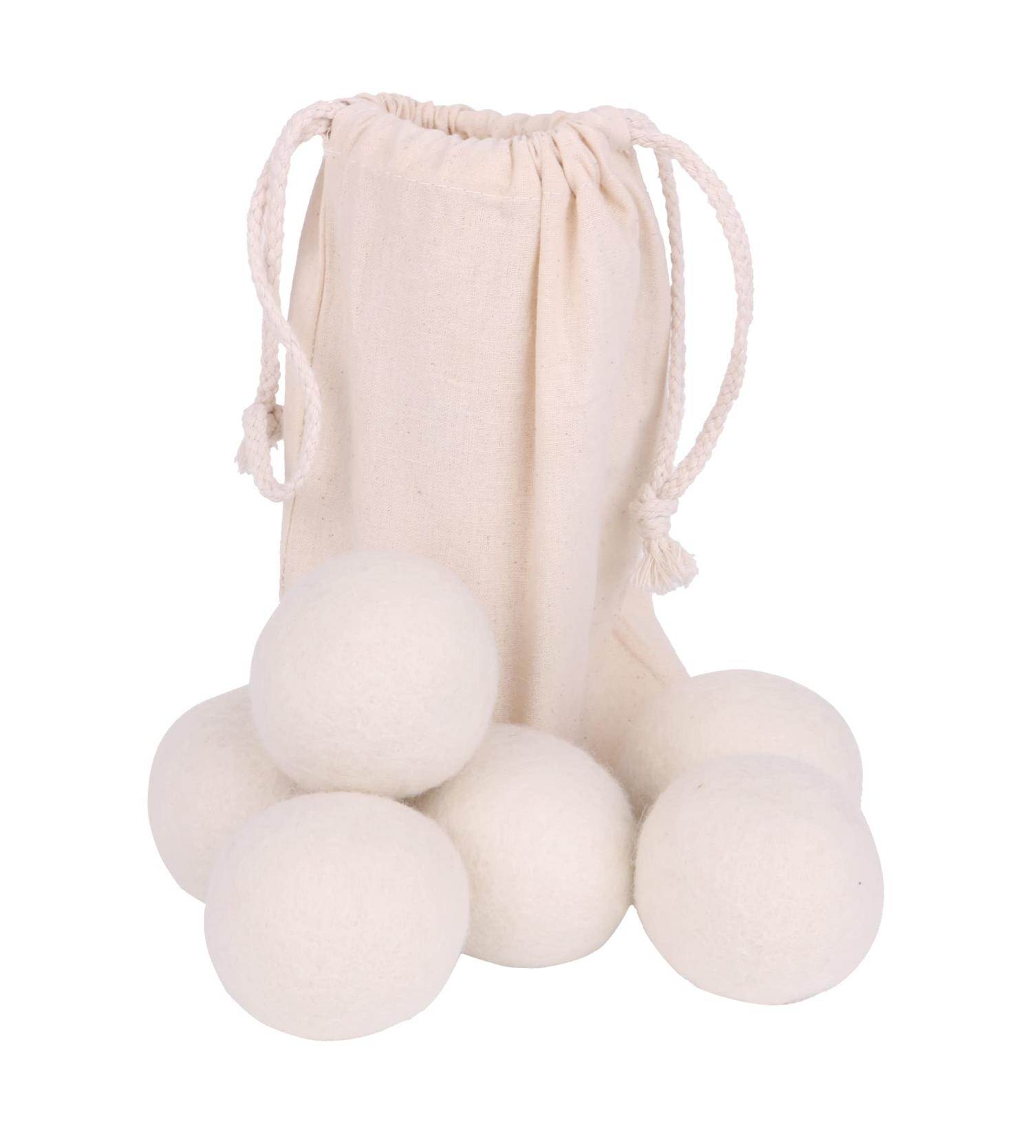 Reusable Wool Dryer Balls for Saves Drying Time White w/Storage Bag Pack of 6 - Buy Online on SooperMarket.com