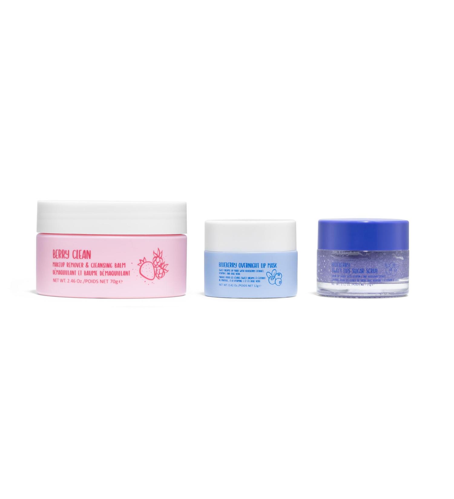 W7 Very Berry Clean Trio - Gentle Makeup Remover Balm Hydrating Lip Mask & Exfoliating Scrub | International Shipping Available - Buy Online on SooperMarket.com
