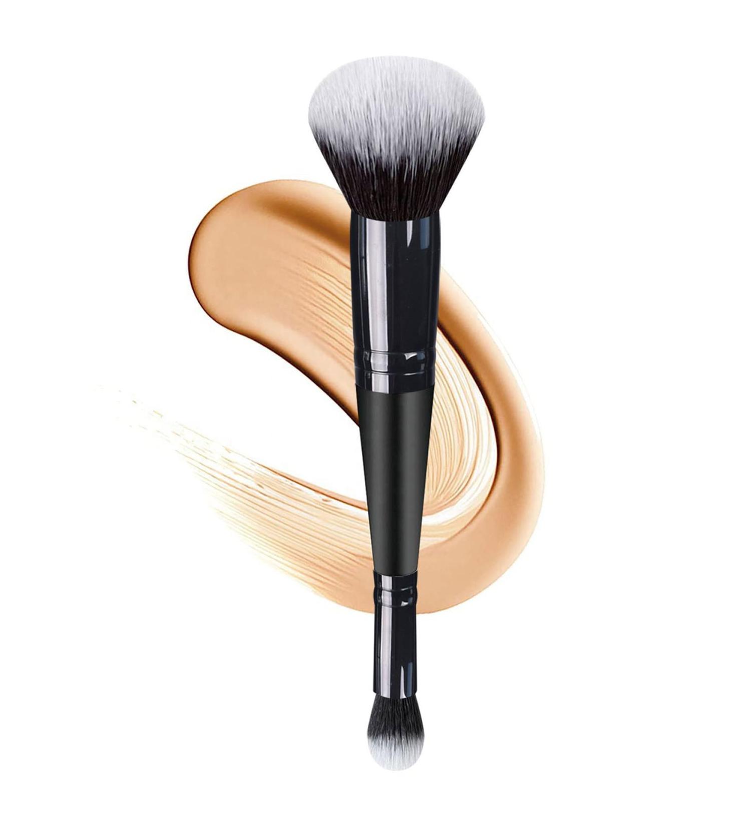Foundation & Concealer Brush - Dual-Ended Makeup Applicator for Flawless Finish - Cruelty-Free Black Brush for Liquid Cream & Powder - Buy Online on SooperMarket.com