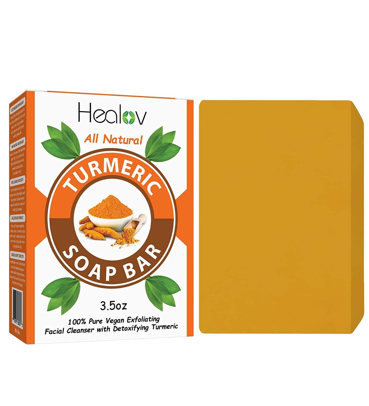 Turmeric Soap Bar for Face & Body - Natural Skin Detox, Acne Treatment & Scar Fading - 3.5oz, All Skin Types - Buy Online on SooperMarket.com
