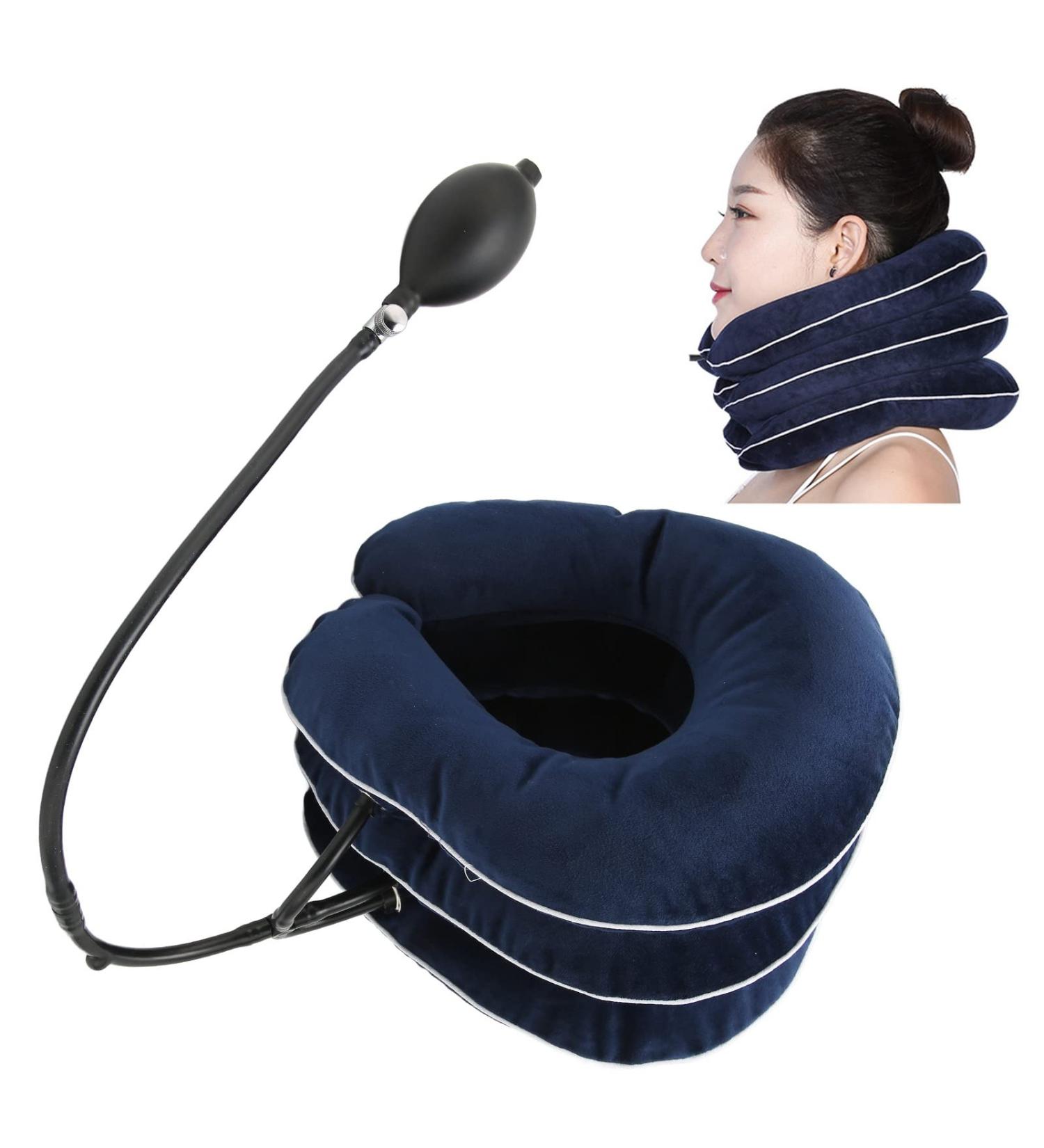 Buy Adjustable Inflatable Neck Traction Device - Effective 3-Layer Support Pillow for Pain Relief - Buy Online on SooperMarket.com