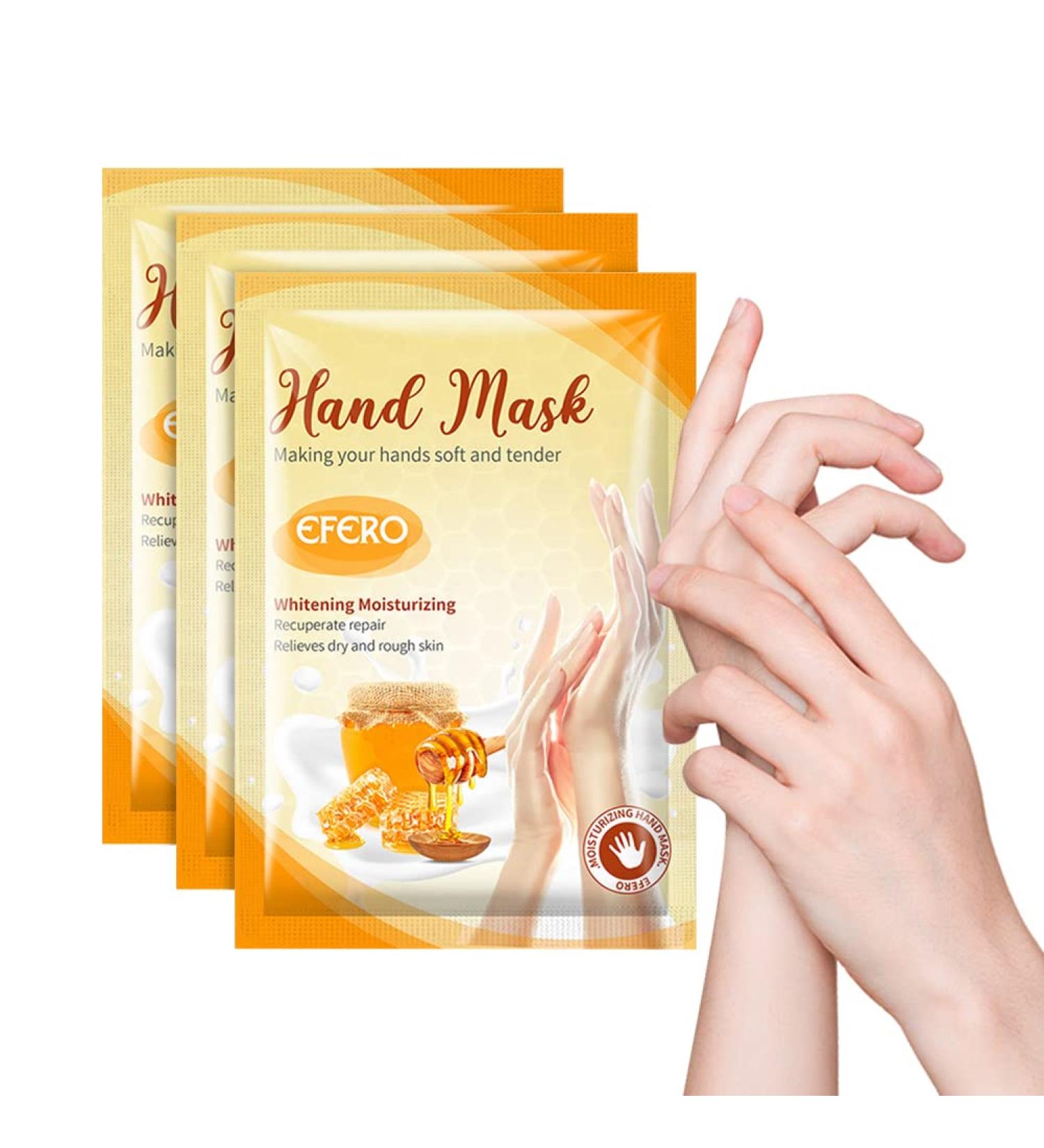 Moisturizing Hand Mask Gloves (3 Pairs) with Honey | Ultimate Hand Care for Dry Aging Cracked Skin - Buy Online on SooperMarket.com