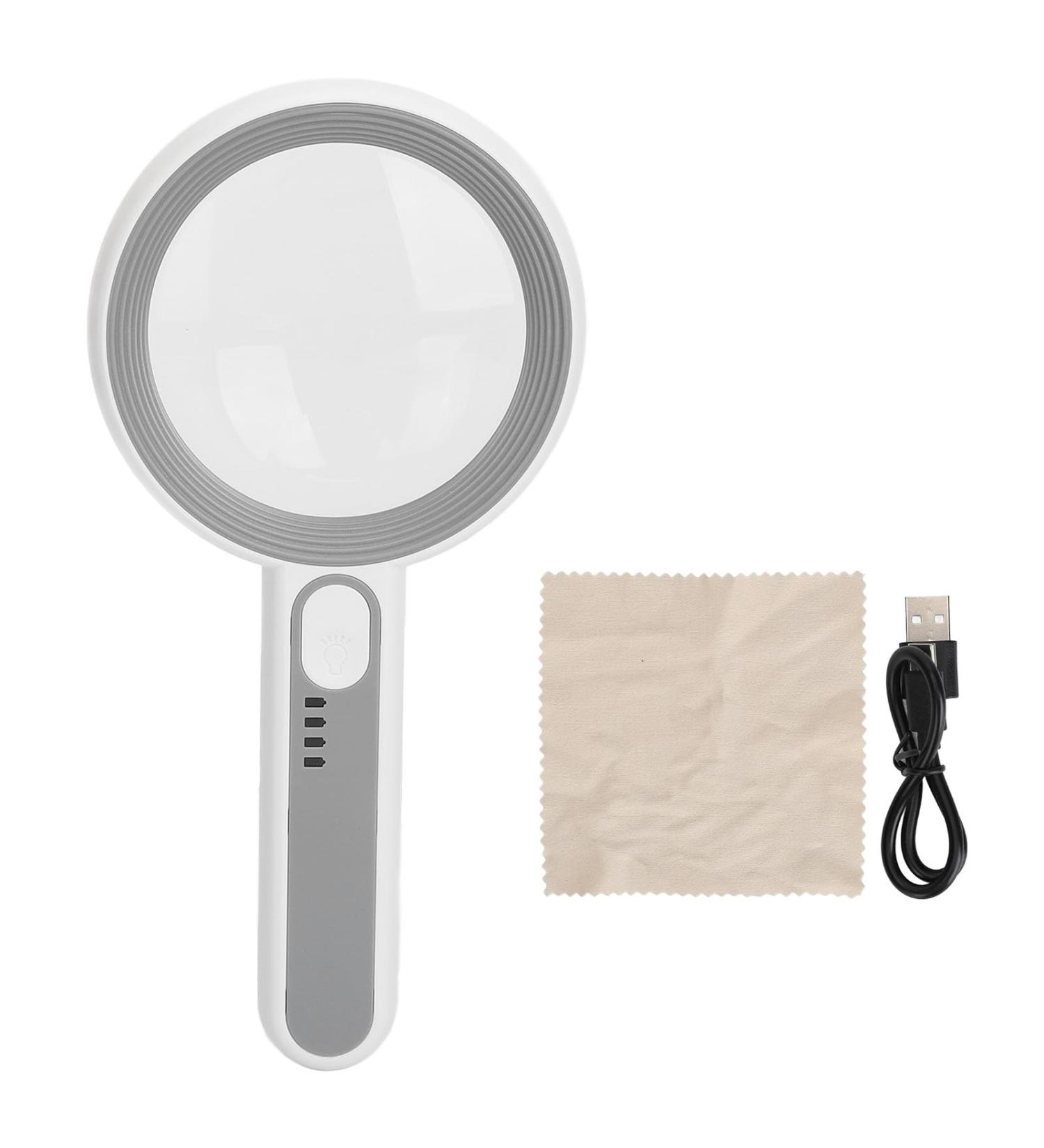 Lighted Magnifying Glass 5X 12X 3 Brightness Gears Handheld Magnifying Glass for Antiques Appreciation - Buy Online on SooperMarket.com