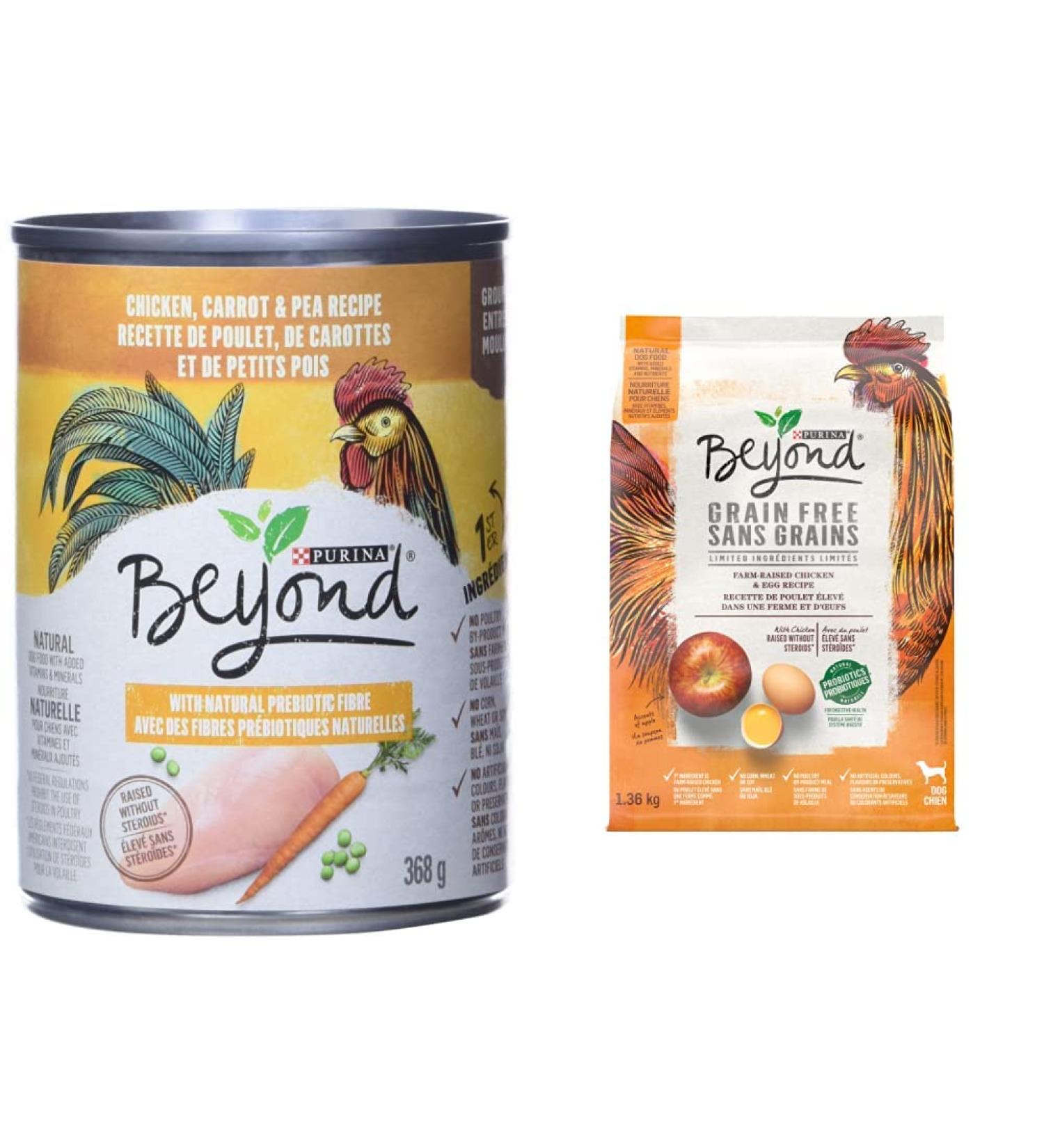Beyond Grain Free Natural Wet Dog Food Chicken Carrot & Pea 368 g (12 Count) & Grain Free Natural Dry Dog Food White Meat Chicken & Egg 1.36 kg Bag - Buy Online on SooperMarket.com