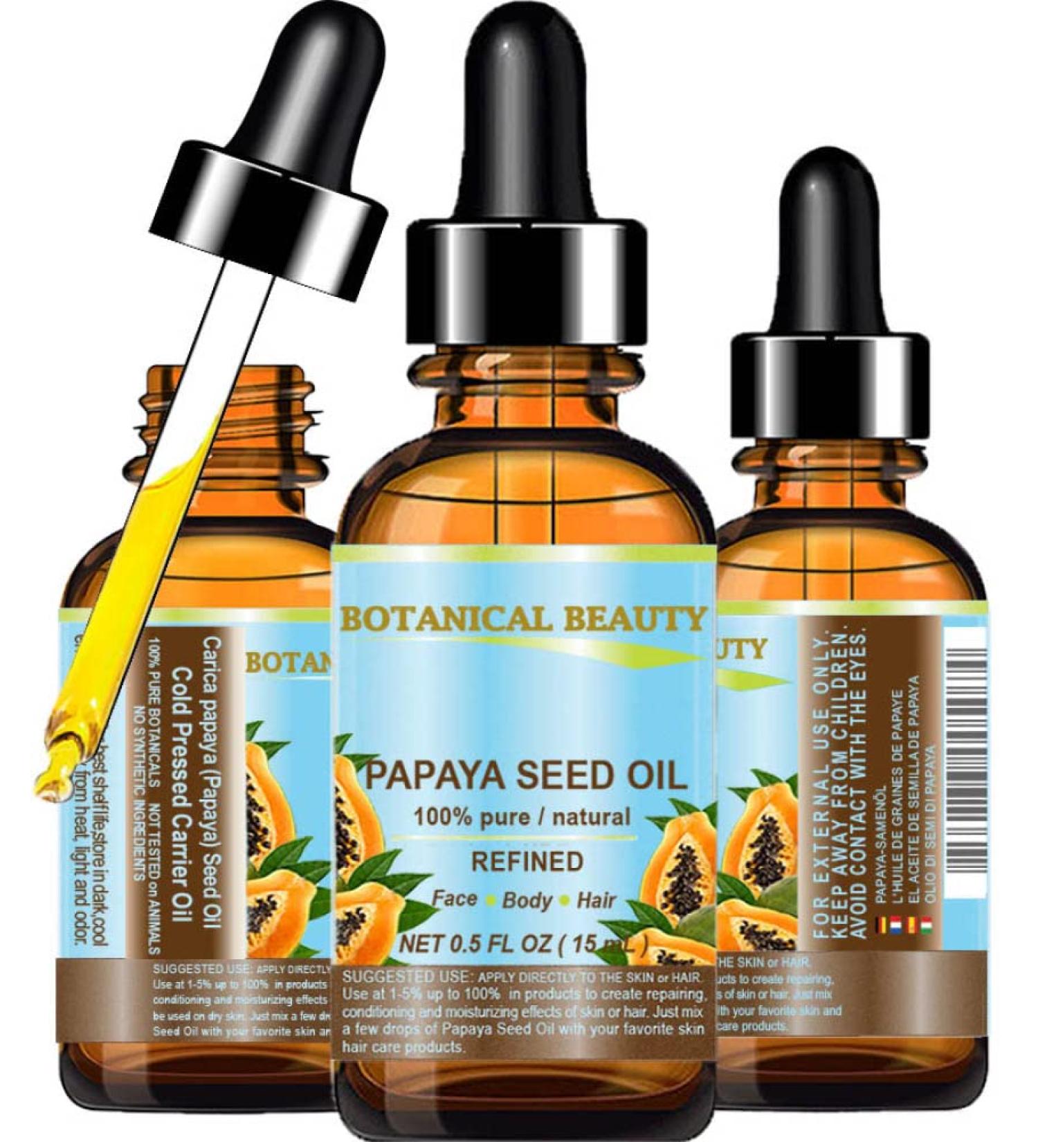 Botanical Beauty Papaya Seed Oil - 100% Pure Cold Pressed Carrier Oil for Skin Hair & Lip Care | 0.5 Fl. oz - Buy Online on SooperMarket.com
