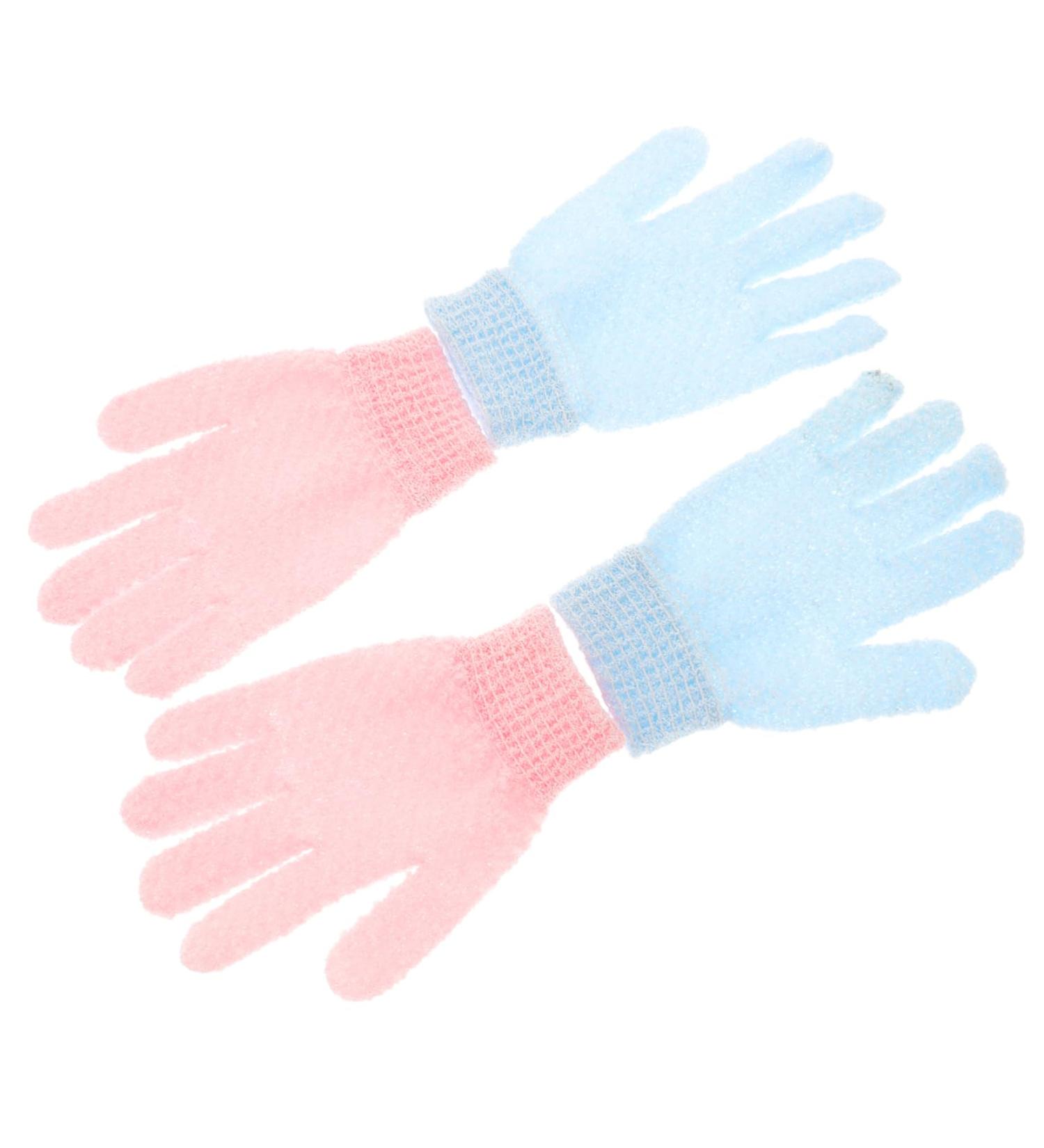 Housoutil Exfoliating Scrub Gloves Set - 2 Pairs Body & Face Scrubbing Mitts for Dead Skin Removal - Loofah Shower Wash Gloves - Thicken Polyester for Ultimate Cleanliness - Buy Online on SooperMarket.com