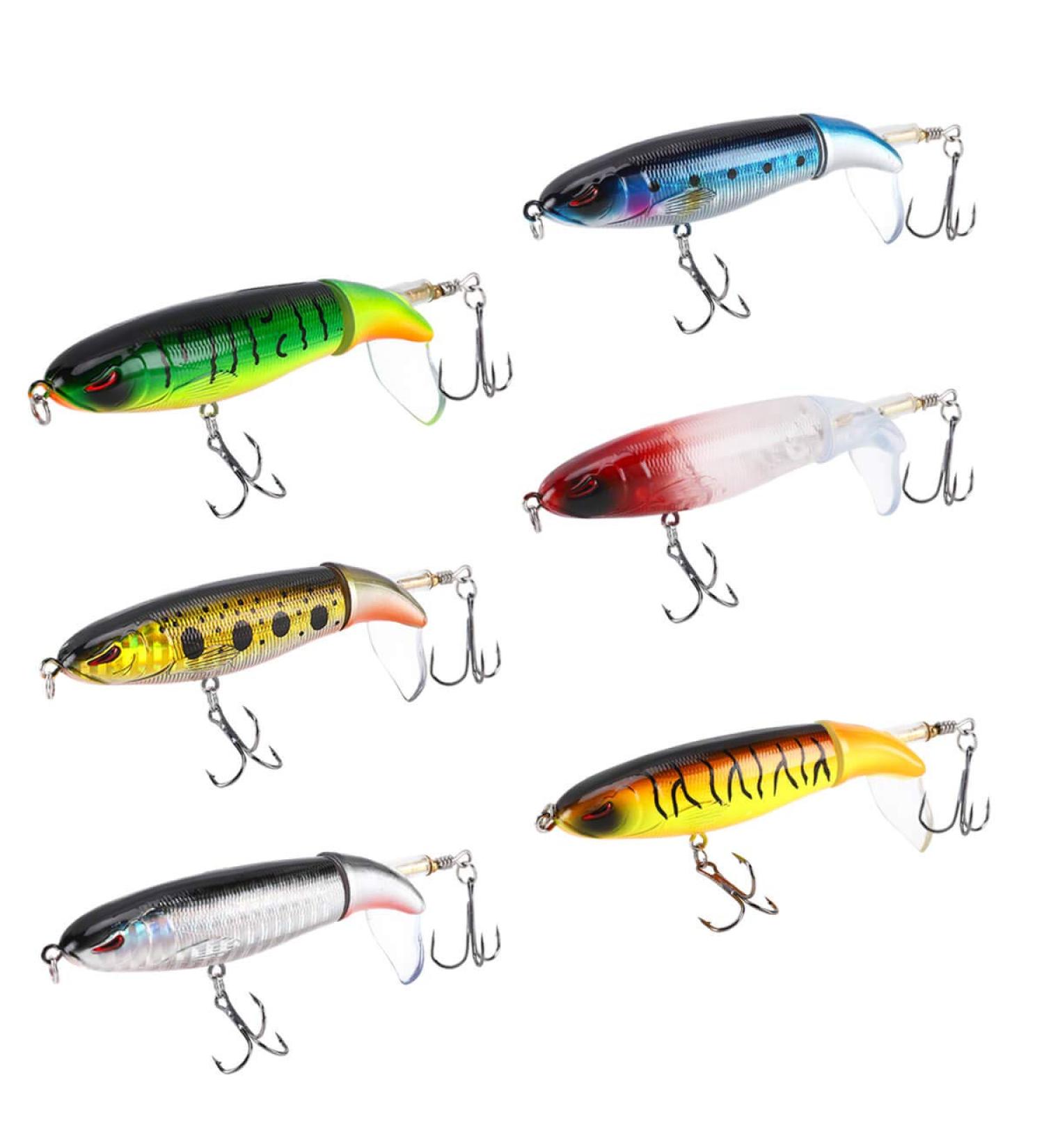 6PCS Bass Whopper Lures Kit - Floating Rotating Tail Topwater Fishing Lures for Bass & Trout - Buy Online on SooperMarket.com