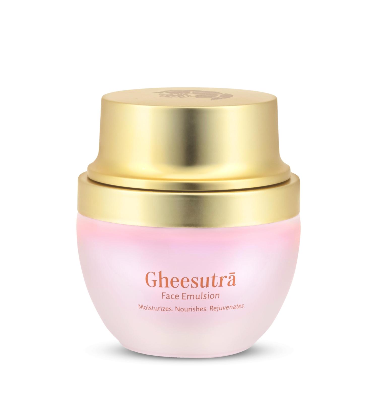 Shankara Gheesutra Face Emulsion - Hydrating Daily Moisturizer with A2 Ghee Hibiscus & Vitamin C | Ayurvedic Skin Care for All Skin Types - Buy Online on SooperMarket.com