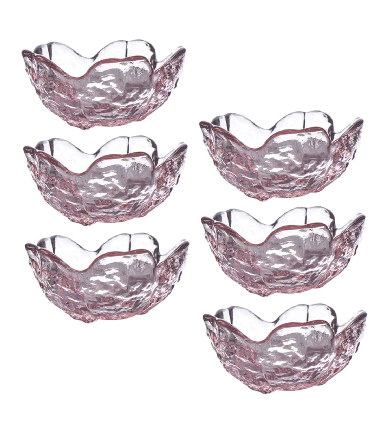 ABOOFAN 6 Pcs Cherry Blossom Dish Mini Condiment Pot Sushi Condiment Plate Ice Cream Bowl Cake Fruit Plate Mini Plates Flavor Seasoning Plate Dessert Small Glass Food Pink Sauce - Buy Online on SooperMarket.com