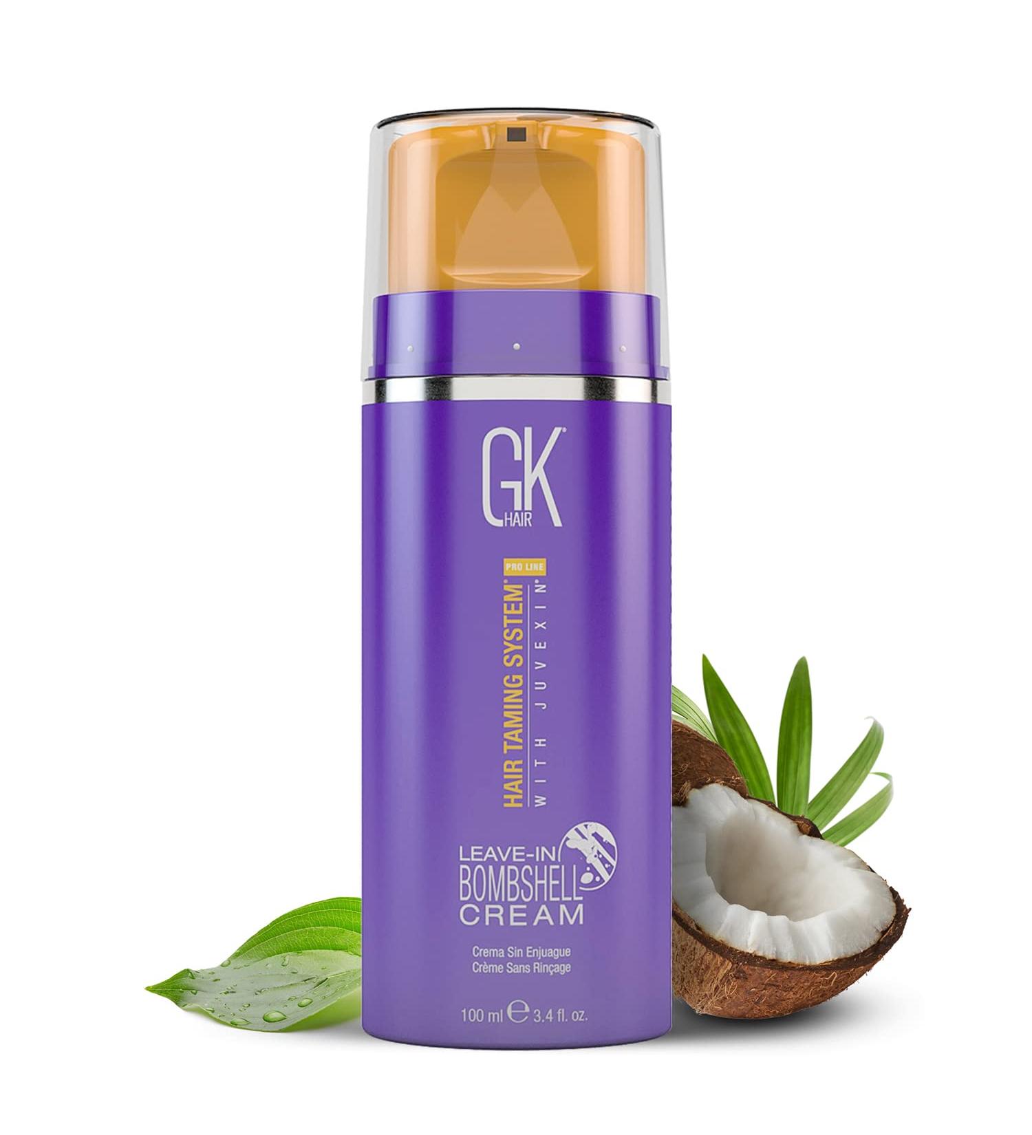 GK HAIR Global Keratin Bombshell Purple Leave In Cream - 3.4 Fl Oz/100ml | Conditioning Treatment for Blonde Hair, Controls Frizz, Removes Brassiness - Buy Online on SooperMarket.com
