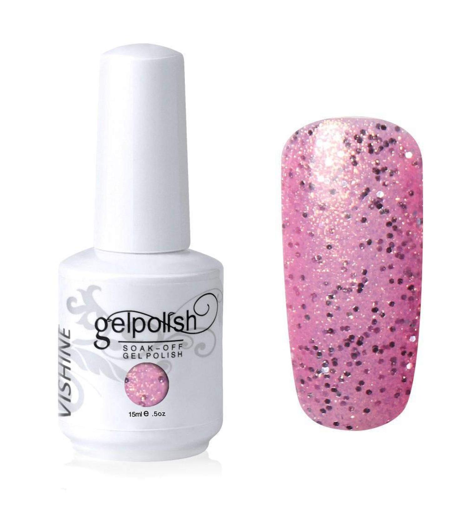 Vishine Soak-off Gel Polish Lacquer Nail Art UV LED Manicure Varnish 15ml Glitter Light Pink(301) #301 - Buy Online on SooperMarket.com