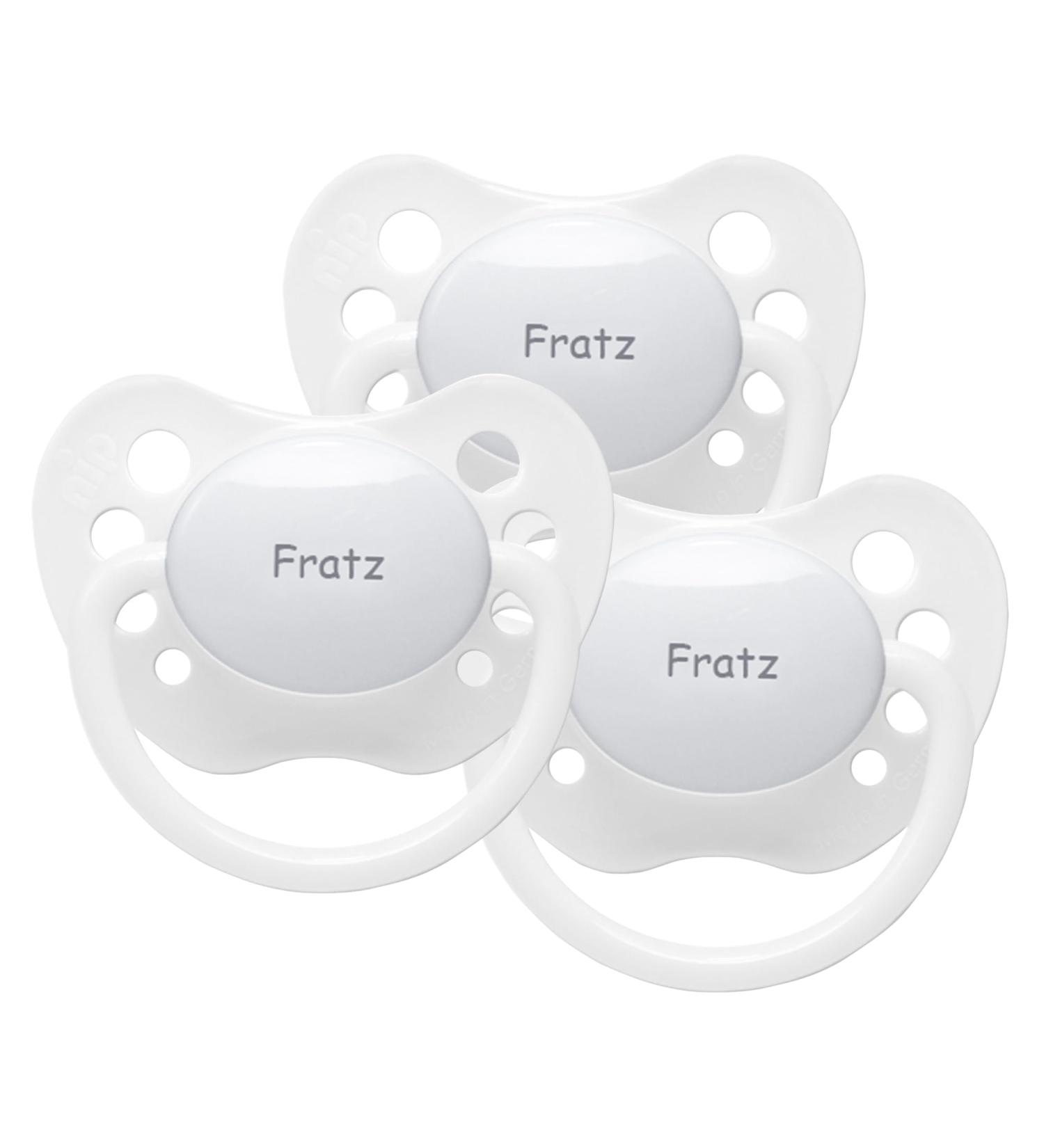 Name pacifier - NIP pacifier with name - silicone size 2 - white - set of 3