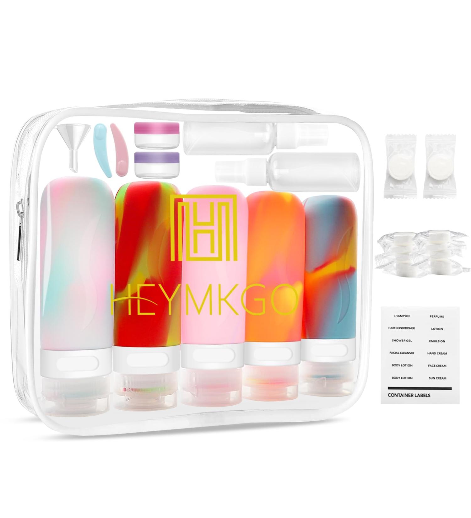 Heymkgo Silicone Travel Bottles Set - 5 Pack 90ml Refillable Squeeze Travel Containers for Easy Filling - Perfect for International Travel - Buy Online on SooperMarket.com