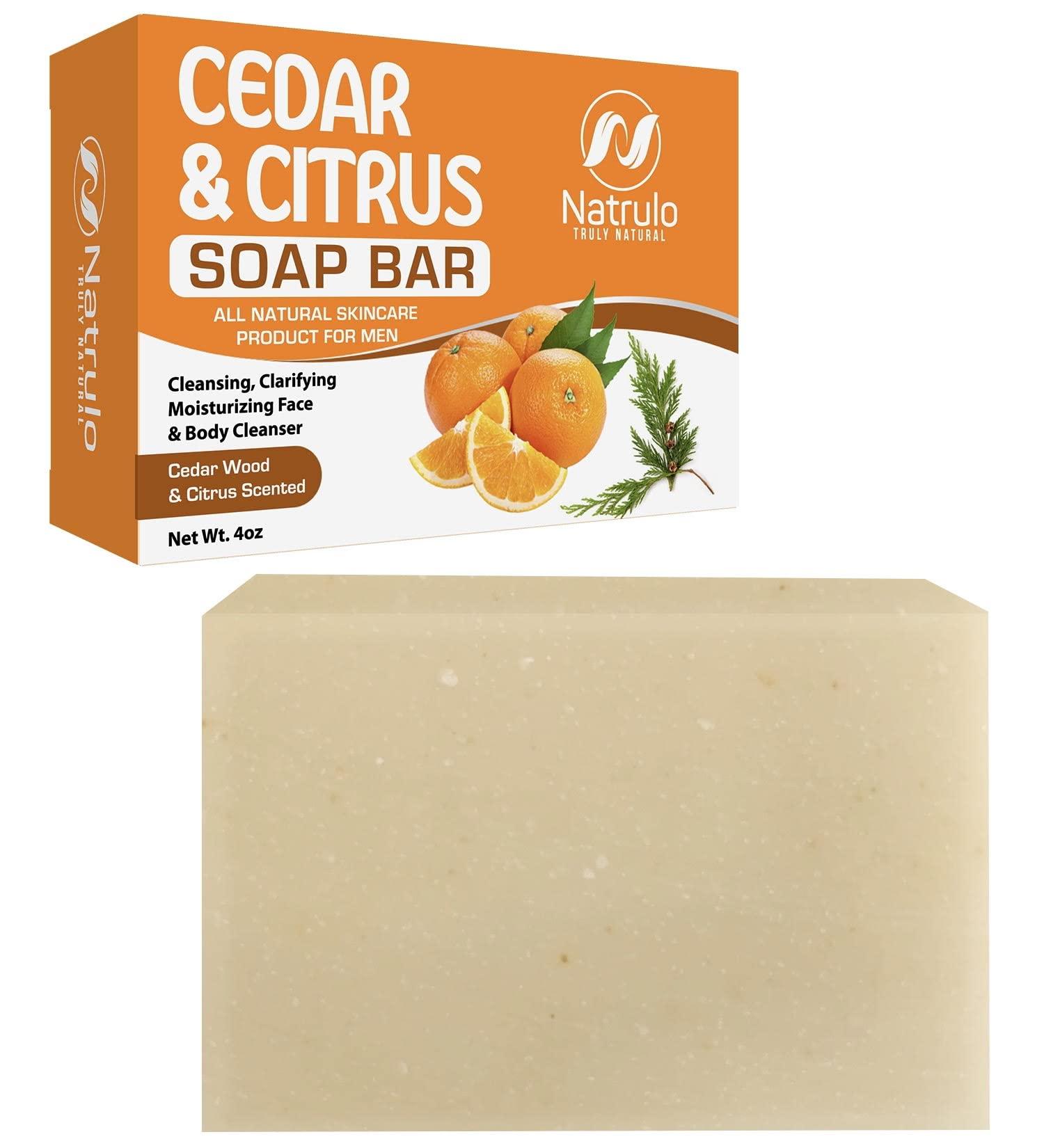 Cedar & Citrus Natural Bar Soap 4oz - Manly Scented Face and Body Cleanser - Made in USA - Buy Online on SooperMarket.com