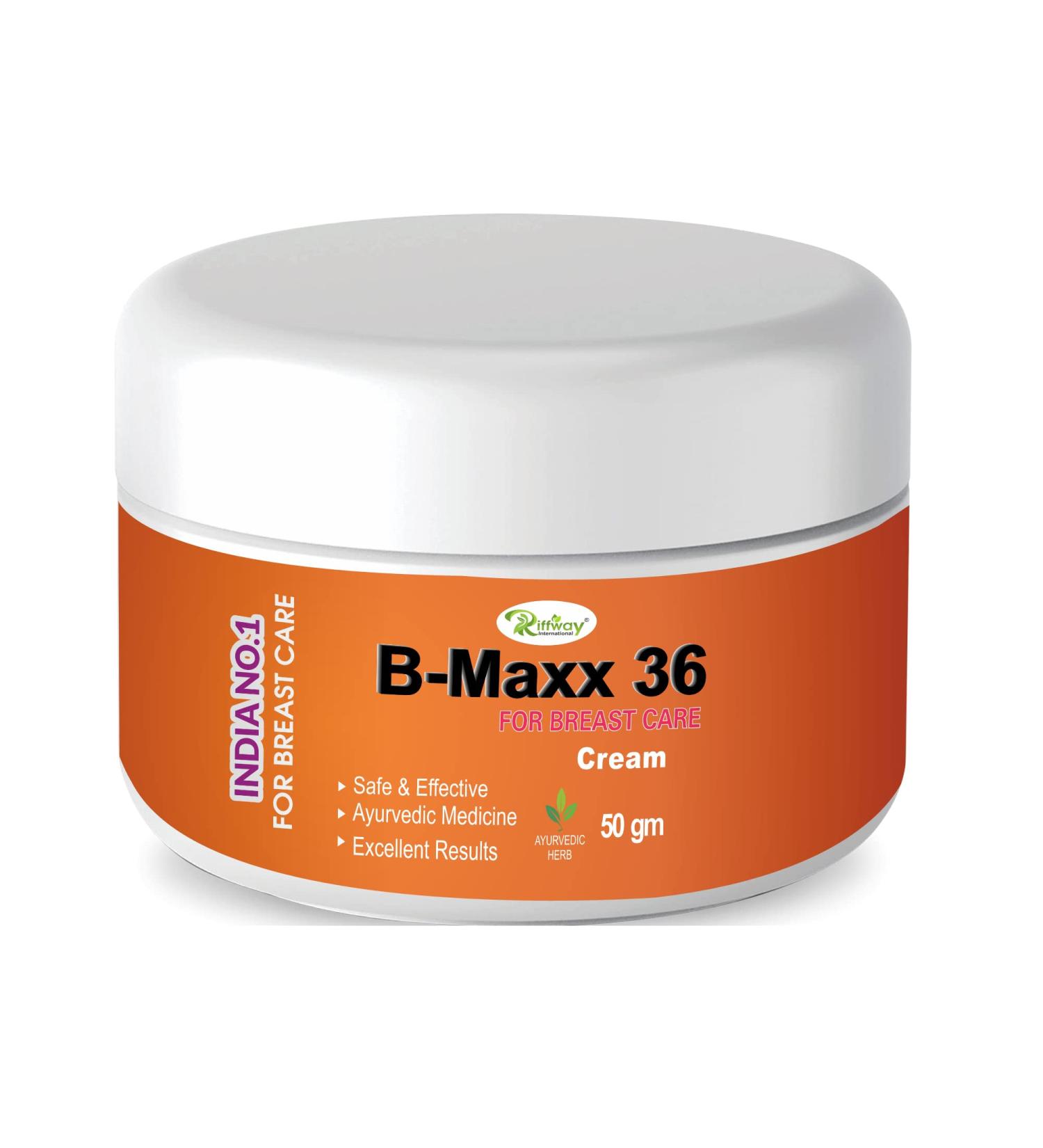 Riffway B-Maxx 36 Natural Herbal Breast Cream - Enhance Bust Growth & Uplift Body Size (50GM - Buy Online on SooperMarket.com