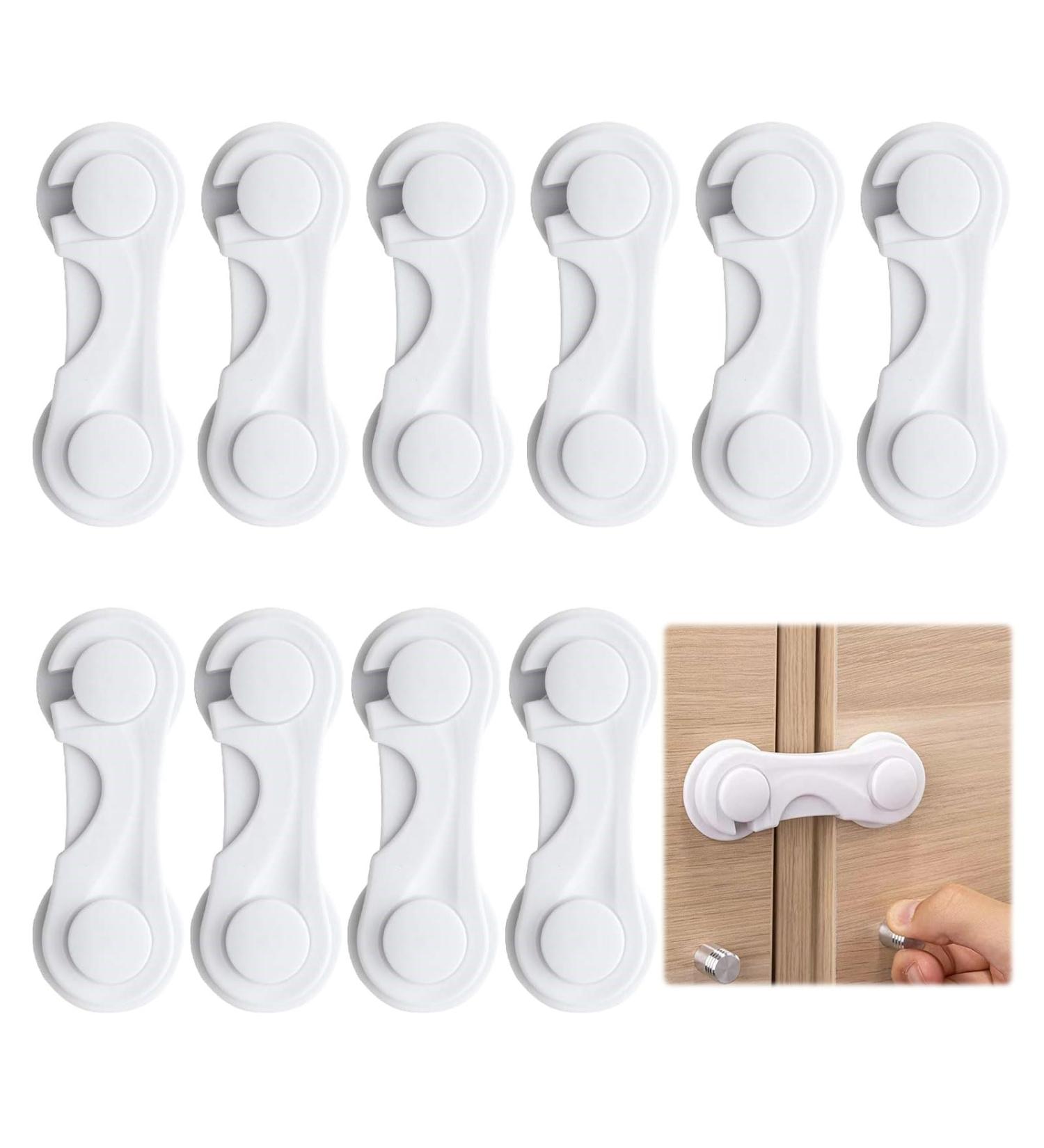 10 Pcs Kitchen Cupboard Locks for Children Adhesive Safety Locks for Cupboards Baby Locks Cupboard Child Locks Baby Safety Locks Suitable for Wardrobe Cupboard Drawer and Refrigerators - Buy Online on SooperMarket.com