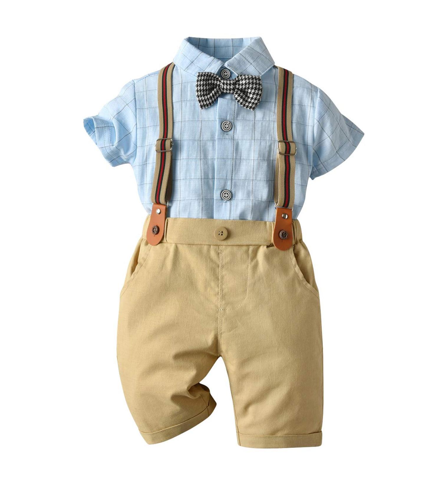 AmzBarley Baby Boys Gentlemans Suit with Bowtie | Kids Tuxedo Rompers for Birthday Party | Khaki, 6-12 Months - Buy Online on SooperMarket.com