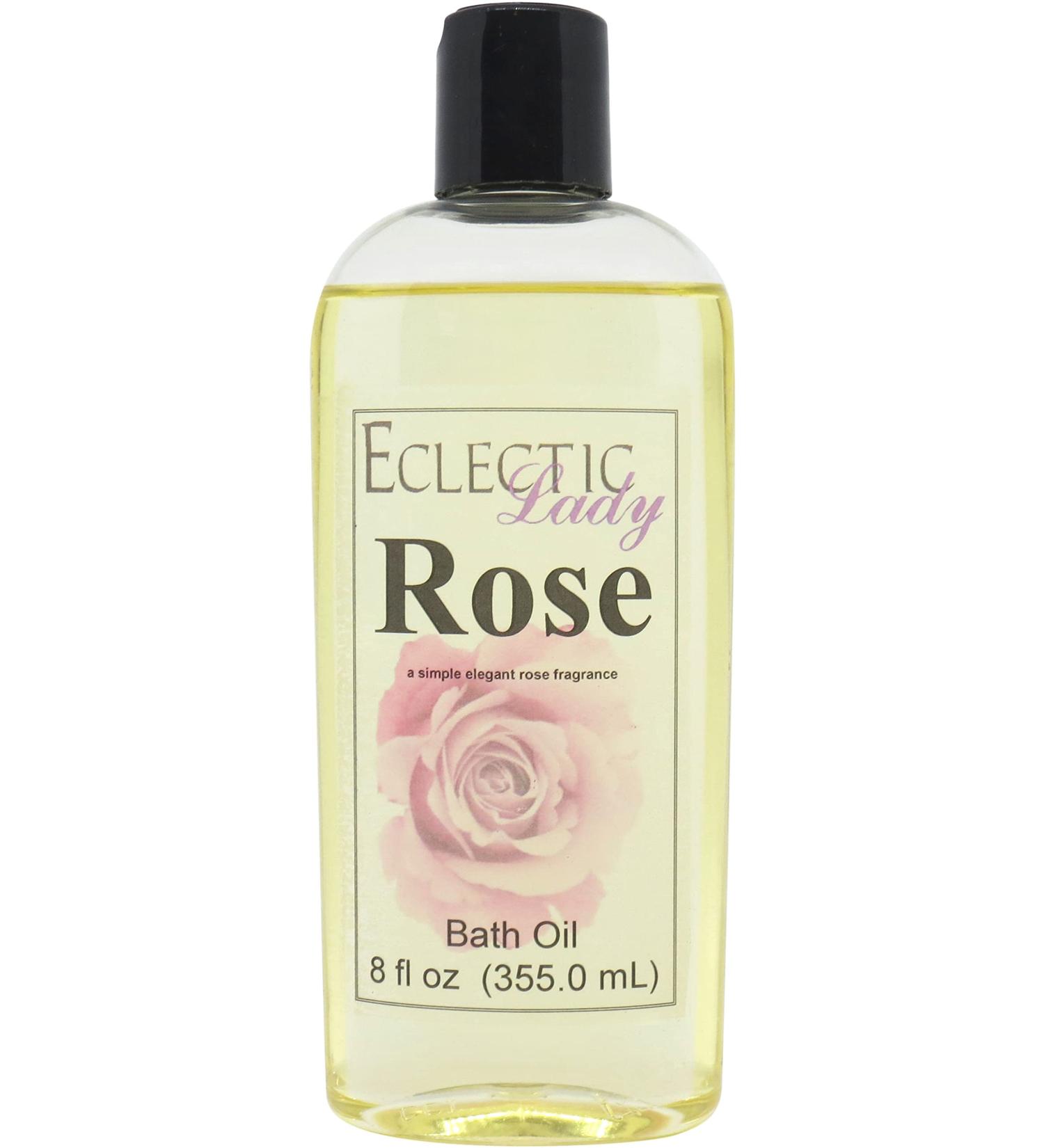 Rose Bath Oil by Eclectic Lady - Relaxing & Moisturizing Fragrance Body Oil for Sensitive Skin - 8 oz International Shipping - Buy Online on SooperMarket.com
