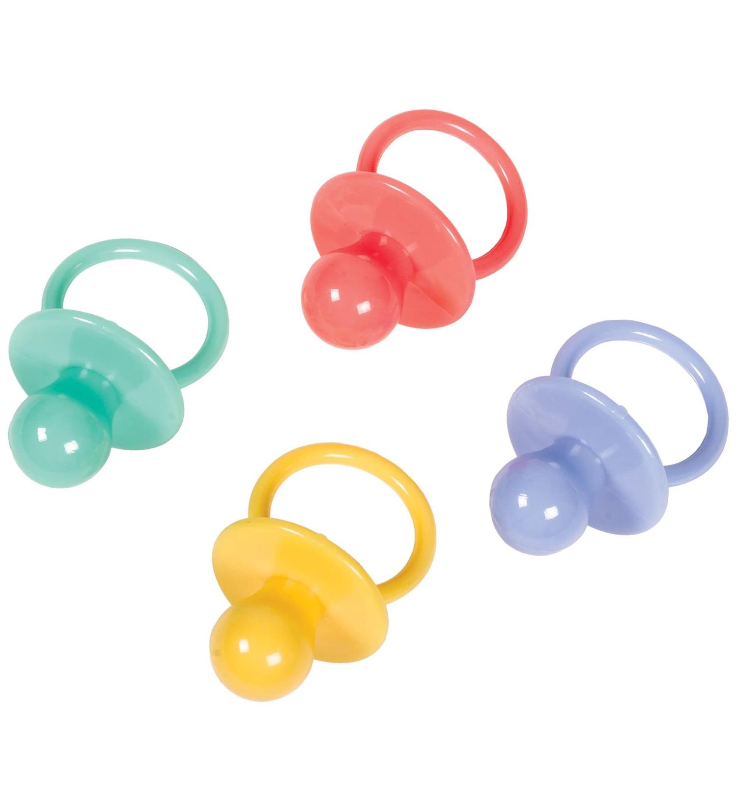 Baby Shower Large Pacifiers - 2 3/8 x 1 3/8  Assorted Colors  8 Pcs