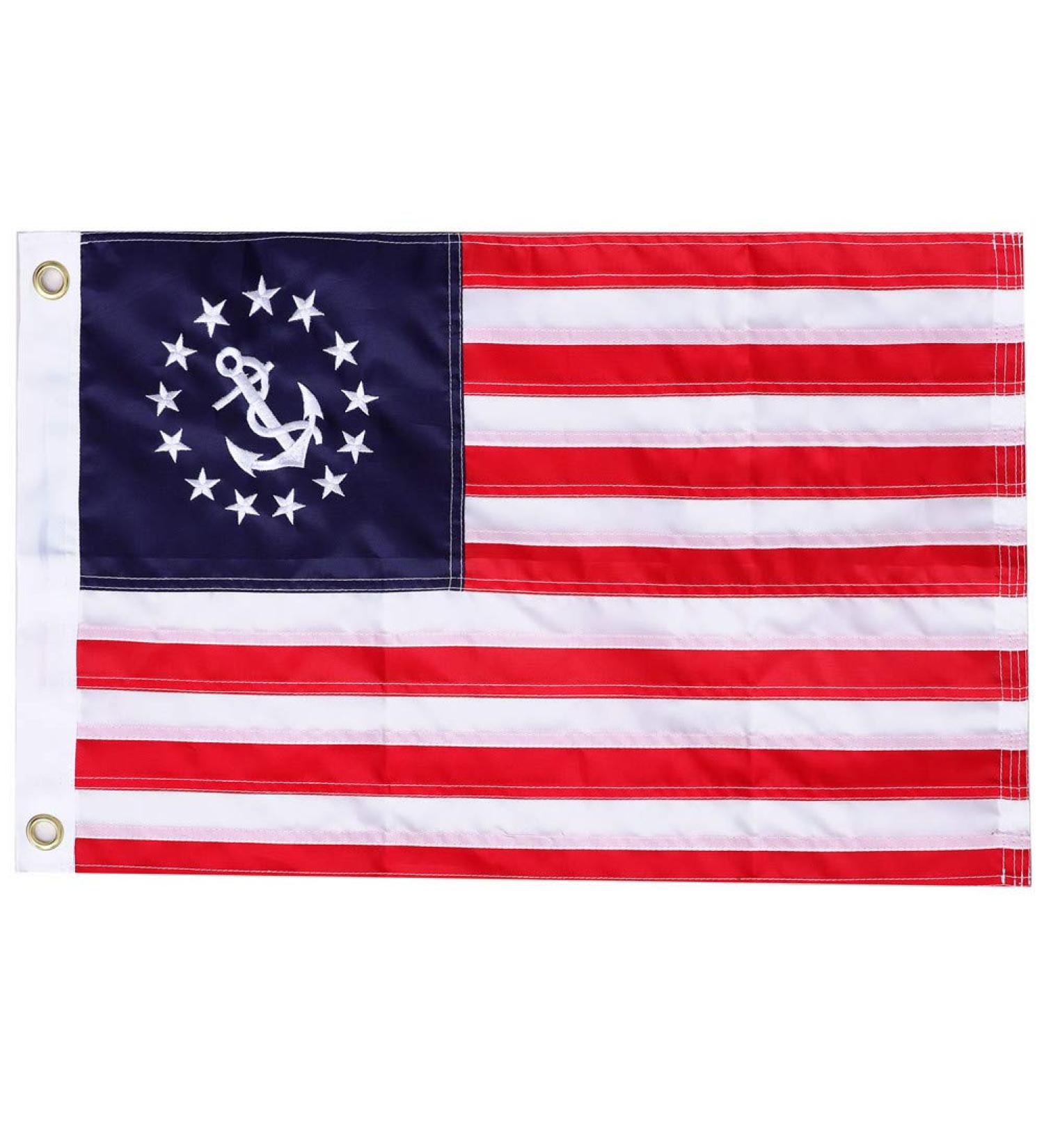 Yafeco Yacht Ensign Sewn Boat Flag 12x18 inch | Nautical US American Flag with Sewn Stripes & Embroidered Stars | Brass Grommets - Buy Online on SooperMarket.com