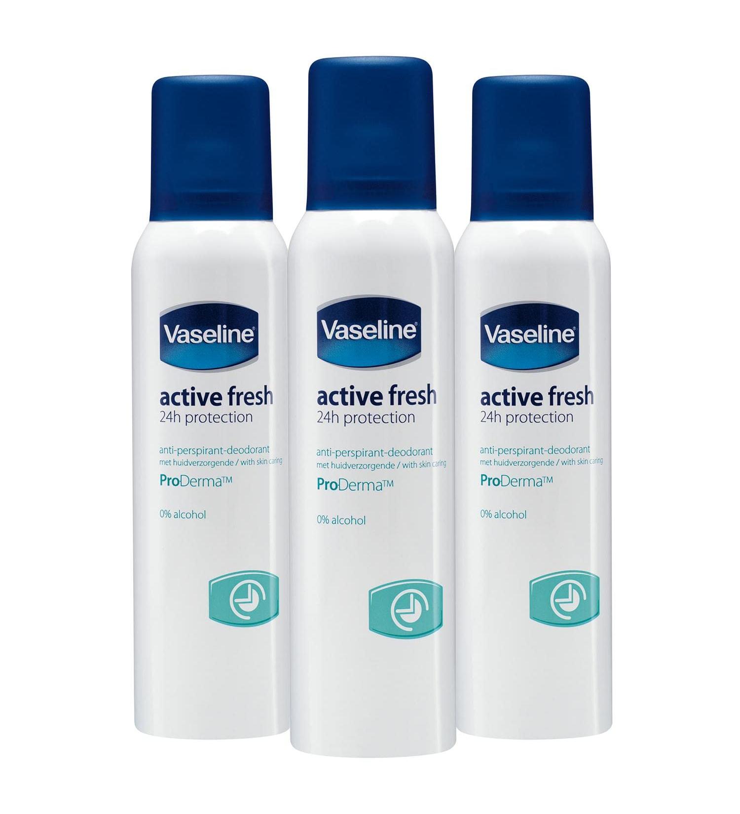 Vaseline Antiperspirant Deodorant Active Fresh With Proderma - 150Ml - Pack Of 3 - Buy Online on SooperMarket.com
