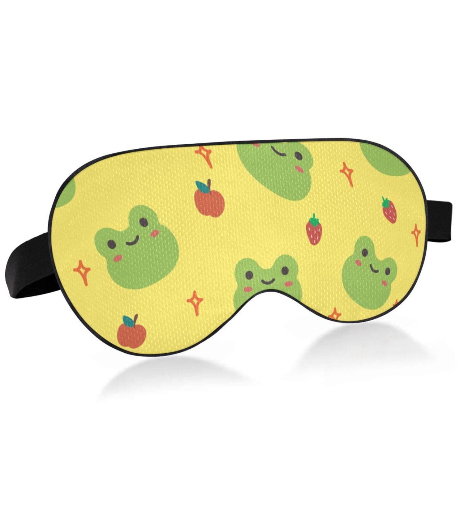Haskirky Light Blocking Breathable Eye Mask for Adults - Adjustable for Travel, Yoga, Meditation - Cute Frog and Fruit Design - Buy Online on SooperMarket.com